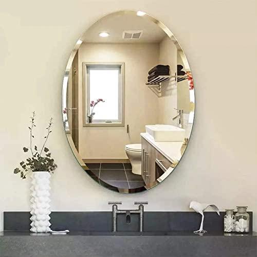 Fab Glass and Mirror Fab Glass and Mirror Beveled Polished Frameless Wall Mirror with Hooks, 24" x 48", Silver