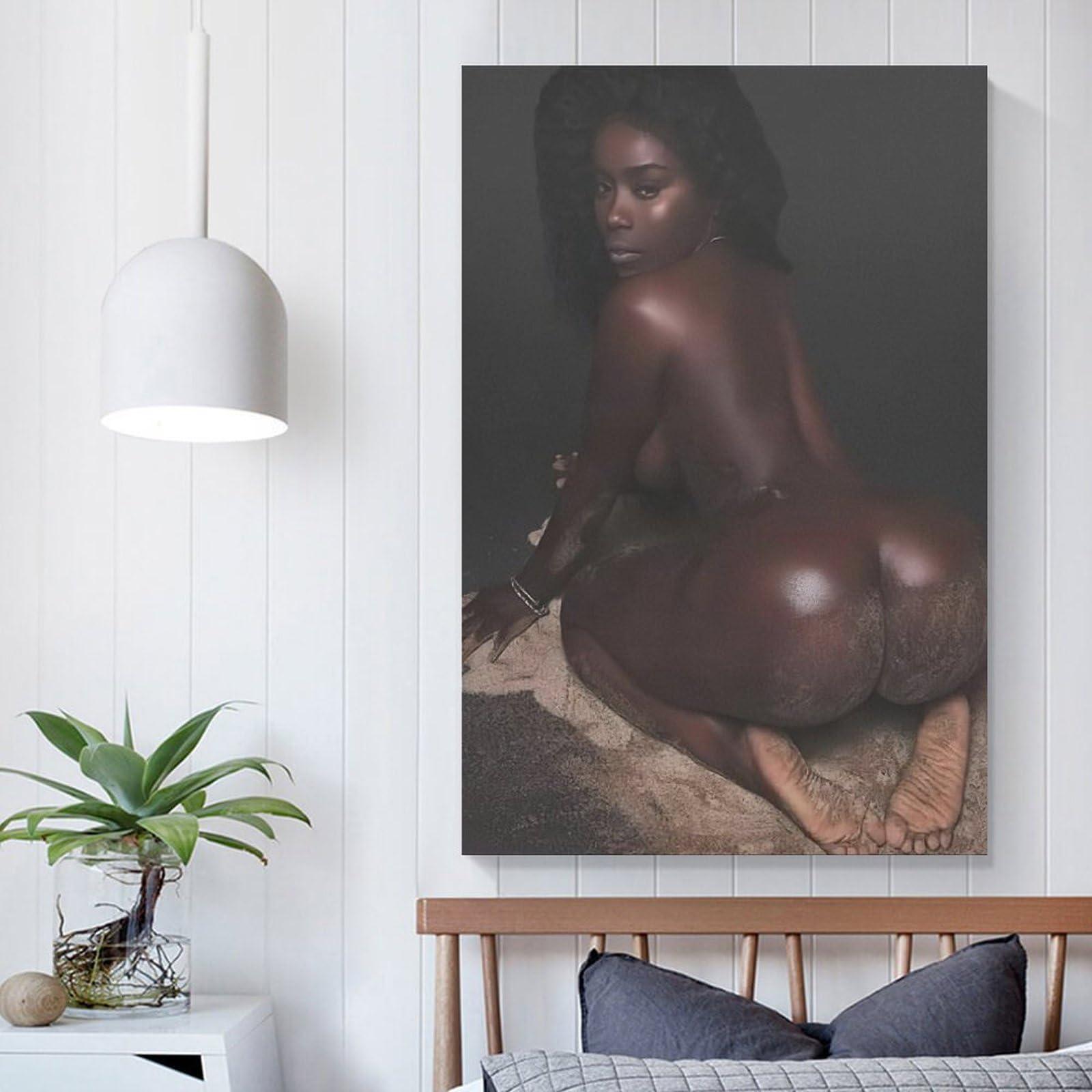 HBHCLXN HBHCLXN Sexy African Woman Art Poster Big Ass Poster Black Girl Body Poster Canvas Wall Art Posters For Room Aesthetic And Decor Pictures For Living Room Bedroom Decor 08x12inch(20x30cm)