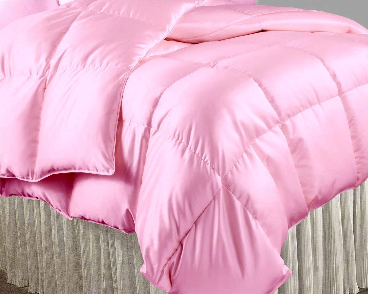 Soft Mercantile King Comforter Set Satin Pink 600 GSM Down Alternative Duvet Set King Size Comforter Set (Comforter + 2 Pillowcases) Comforter for King Size Bed