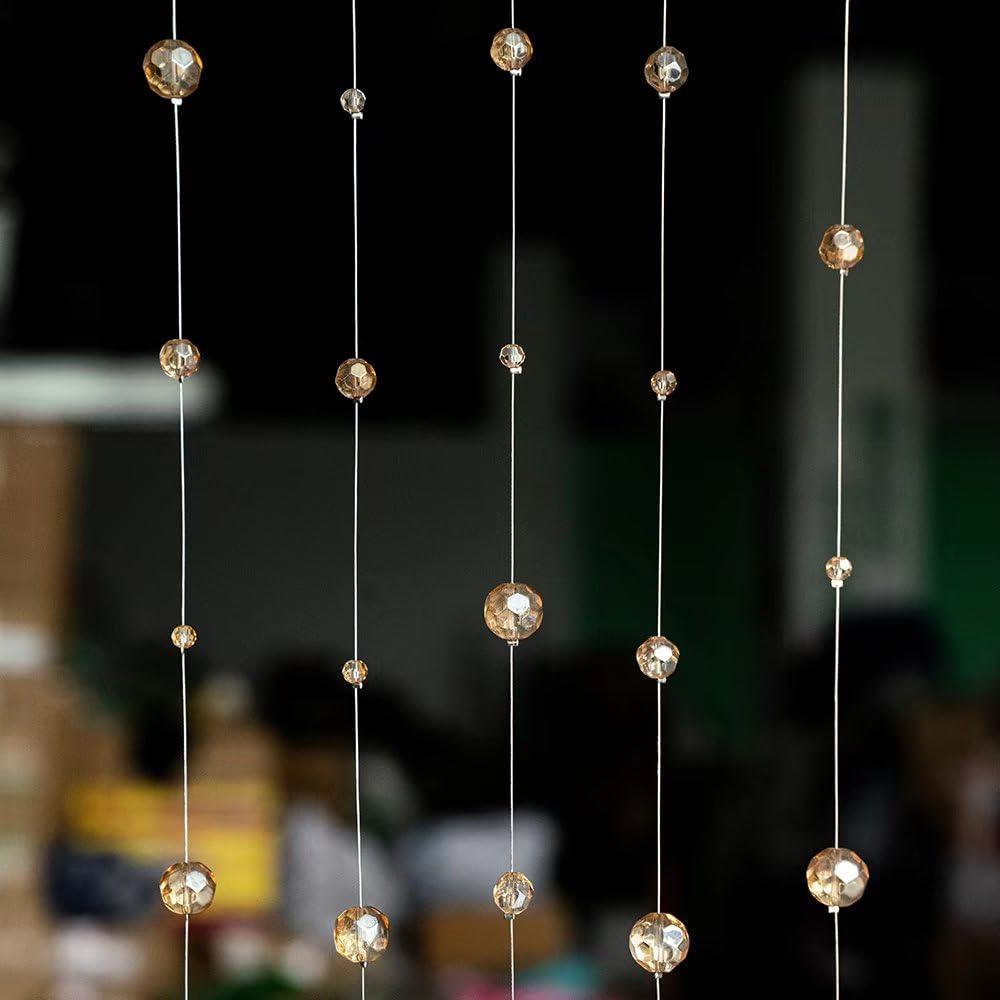 Hanbinsen Glass Crystal Beads Curtain Window Door Curtain Passage Wedding Backdrop Door String Hanging Decoration (Chamgagne, 3.3Feet*5pcs)