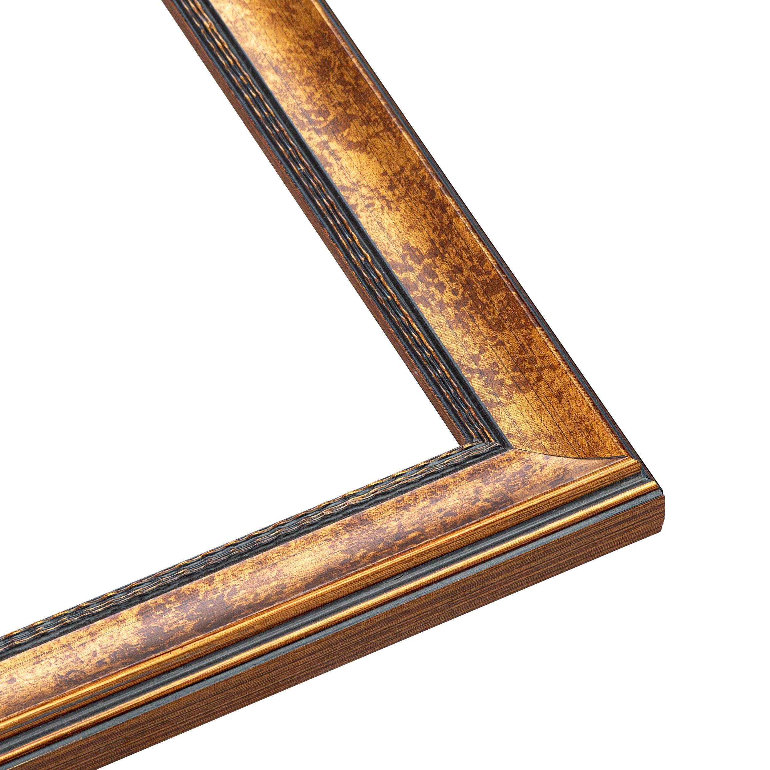 CustomPictureFrames.com 14x7 Frame Gold Real Wood Picture Frame Width 1.25 Inches | Interior Frame Depth 0.5 Inches | Garrin Gold Traditional Photo Frame Complete with UV Acrylic, Foam Board Backing & Hanging Hardware