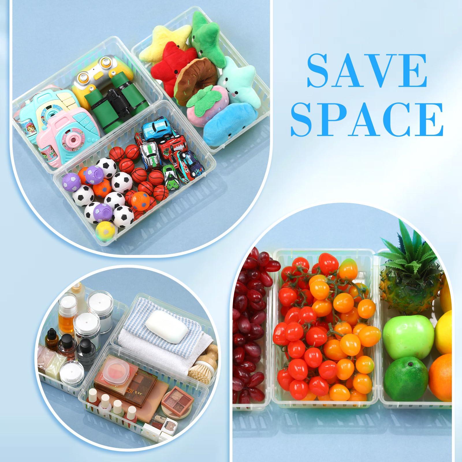 Wenqik Wenqik 24 Pcs Small Plastic Storage Baskets Bulk for Organizing 10.24 x 6.5 x 2.36 Inch Plastic Storage Bins Tray Organizer Bin Container for Bedroom Office Classroom Desktop(Clear)