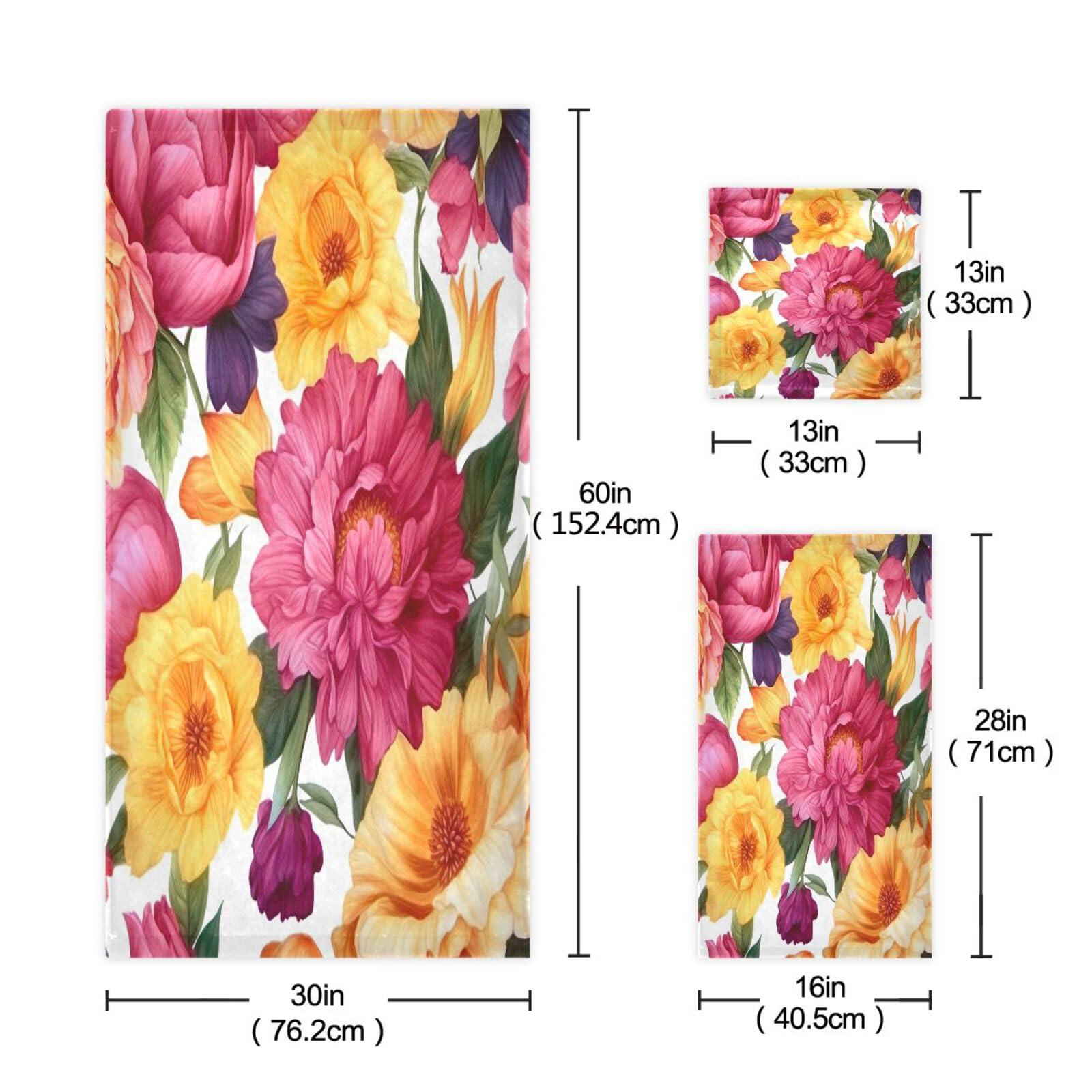 Flradish Flradish Flowers Butterflies Towels 3 Pack Bath Towels for Bathroom Set Soft Cotton Highly Absorbent Lightweight & Quickdry Towel Set 1 Bath Towel,1 Hand Towel,1 Washclothe