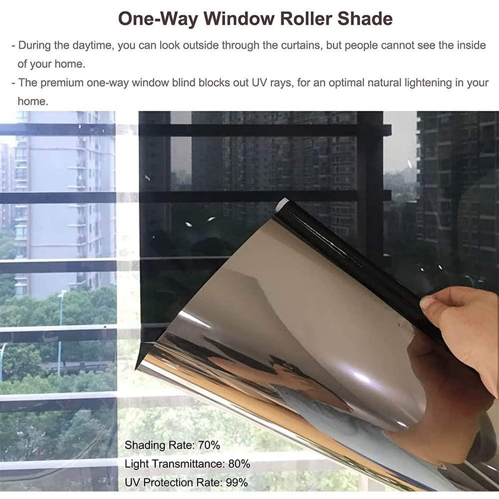 WAHHWF Reflective Window Roller Shade One Way Mirror, Sun Blocking Anti-UV Heat Reducing Roll Up Blinds for Home/Office, 33.4 37.4 41.3 45.2 49.2 53 57 61 inch Wide (Size : 115cmx260cm(45.2"x102.3"))