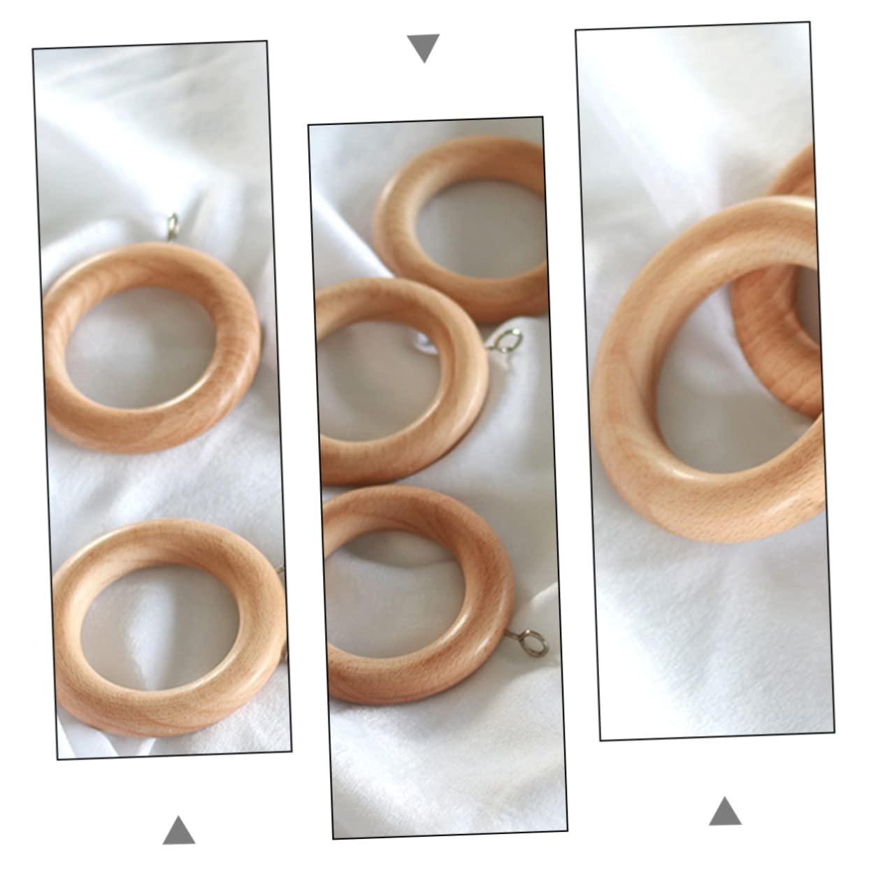 Garneck Garneck 4 Pcs Solid Wood Wooden Curtain Buckle Glide Shower Hooks Wooden Curtain Hooks Curtain Pole Rings Curtain Hardware Bathroom Curtain Rings Roman Beech Hook Ring Hanging Ring
