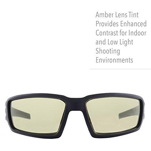HOWARD LEIGHT Howard Leight by Honeywell Uvex Hypershock Low-Light Shooting Glasses with Uvextreme Plus Anti-Fog Lens Coating, Amber Lens (R-02221), One Size , Black