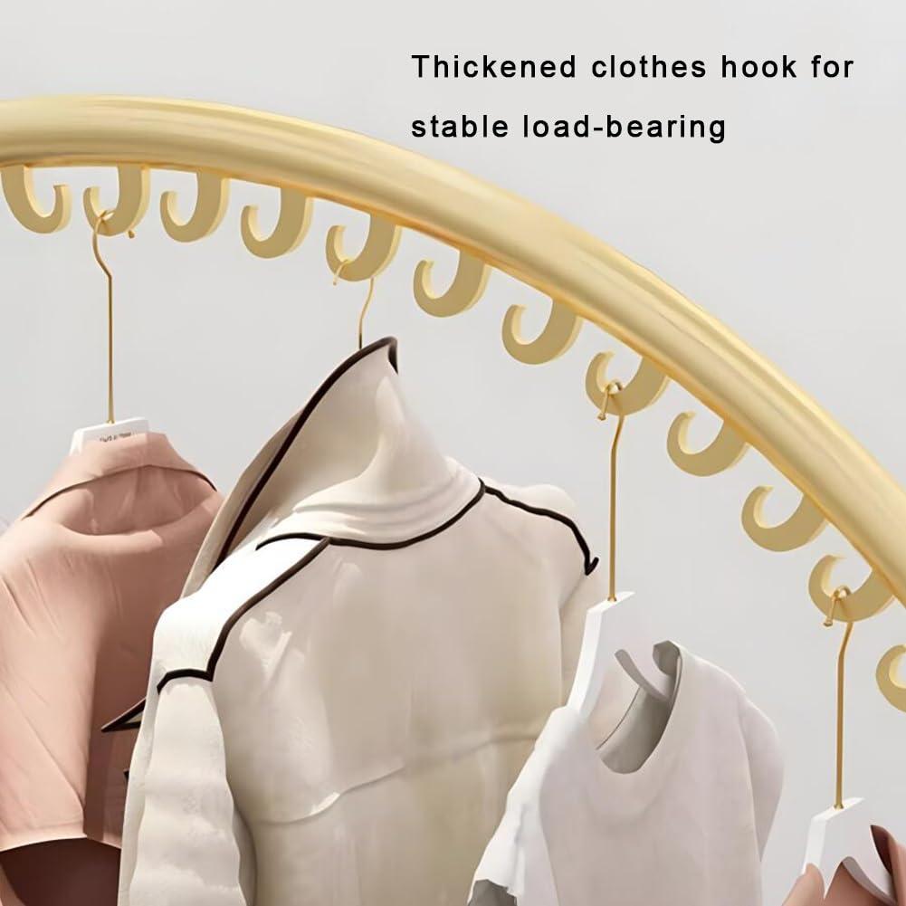 Zfmnoyev Clothing Rack, Freestanding Heavy Duty Clothing Rack, Metal Garment Rack with Stable Base, Portable Round C-Style Rack, Strong Bearing Capacity, for Retail Home Clothing Store ( Color : Gold , Size :