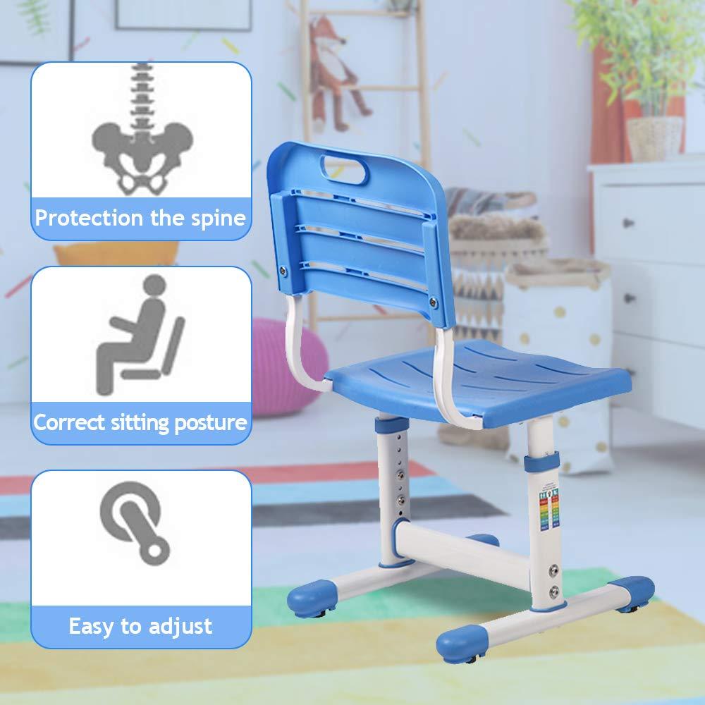 Dkeli Kids Desk and Chair Set Adjustable Height Ergonomic Children's Table with Storage Drawer Kids Study Homework Desk Table for 3-15 Kids (Blue)