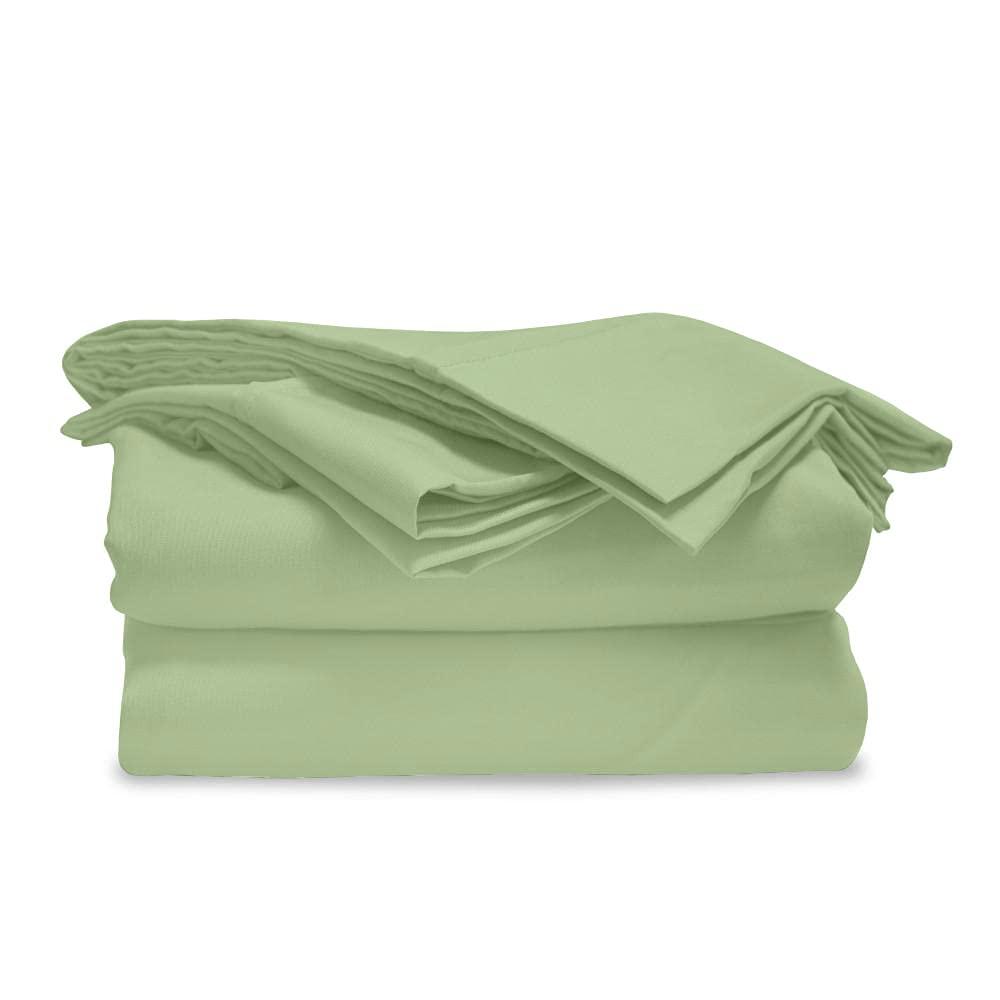 LuckShree 100% Egyptian Cotton Sheets, Sage Solid-Split Cal-King Sheets Set, 600 Thread Count Extra Long Staple Cotton, Sateen Weave for Soft and Silky Feel, Fits Mattress Upto 10\'\' DEEP Pocket Mattress