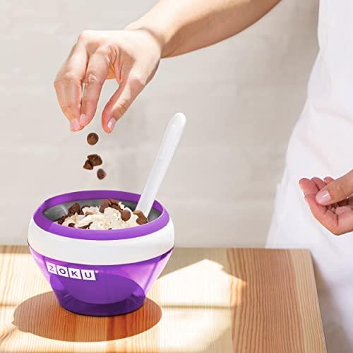 ZOKU Zoku Ice Cream Maker, Compact Make and Serve Bowl with Stainless Steel Freezer Core Creates Soft Serve, Frozen Yogurt, Ice Cream and More in Minutes, BPA-free, 6 Colors, Purple
