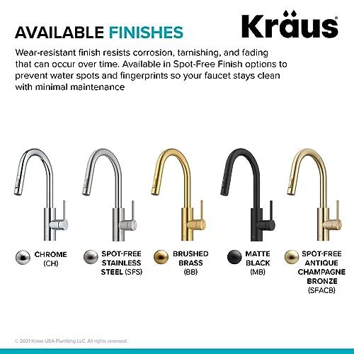 Kraus KRAUS Oletto Single Handle Pull Down Kitchen Faucet with QuickDock Top Mount Installation Assembly in Chrome, KPF-2620CH