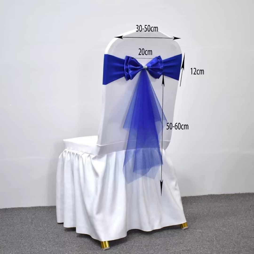 wlsgdsg Stretch Spandex Chair Sashes Bands Polyester Chair sash for Banquet Party Chairs Covers Wedding Ceremony Elastic Bows DecorationsDark Blue 100 Pcs