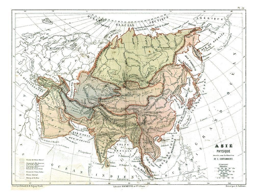 Posterazzi Posterazzi PDXITAS0048LARGE Physical of Asia 1880 Cortambert Poster Print, 36 x 24, Multicolor