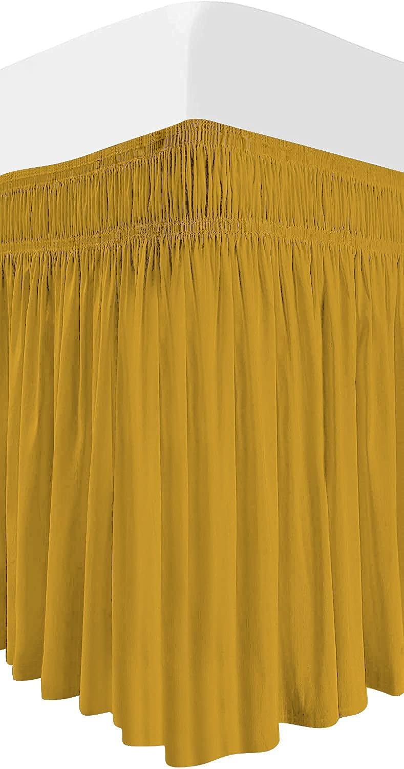Home Luxury Home Luxury Bed Skirt Queen 42-Inches Split Corners Wrap Around Dorm Room Bed Skirt with Three Side Coverage Gold 1 Pc Dust Ruffle Bed Skirt 1000 TC, 100% Egyptian Cotton