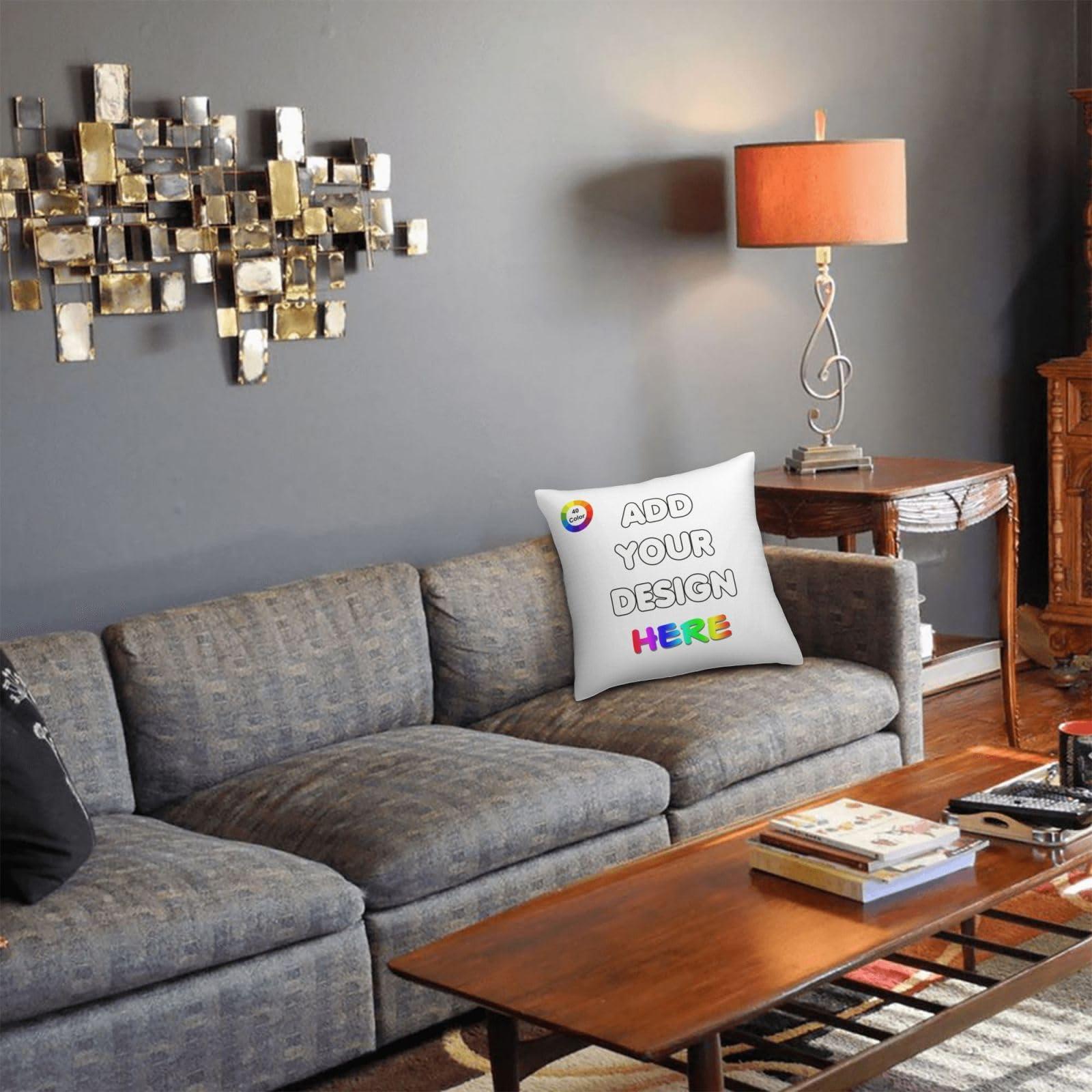 PVJIEMS PVJIEMS Personalized Pillowcase with Photo Text Name, Two-Sides Printed Throw Pillow Cover for Birthday Christmas Anniversary, Couple Dad Mom Son Daughter Family Love Gifts,White,22x22