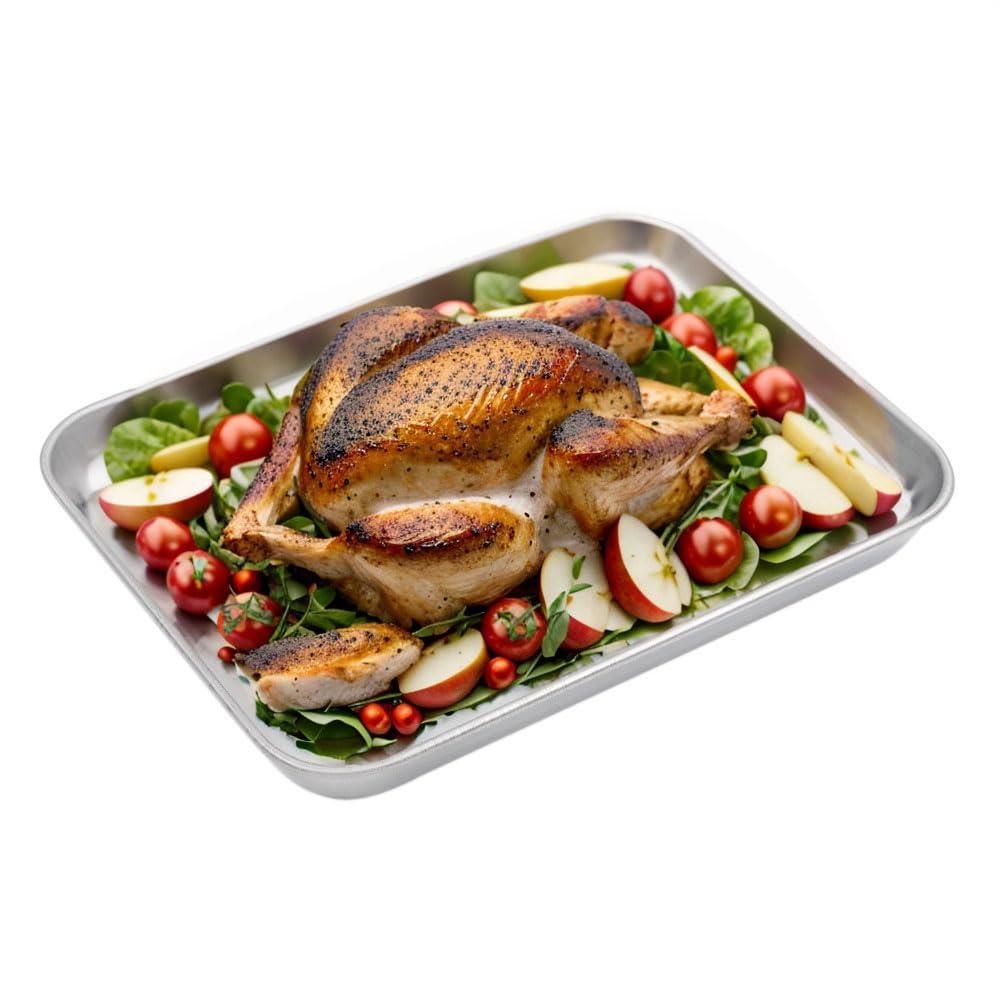 Aspire Aspire Baking Sheet Set, 304 Stainless Steel Cookie Sheet Set Toaster Oven Tray Pan Rectangle Size-S 3 Pcs