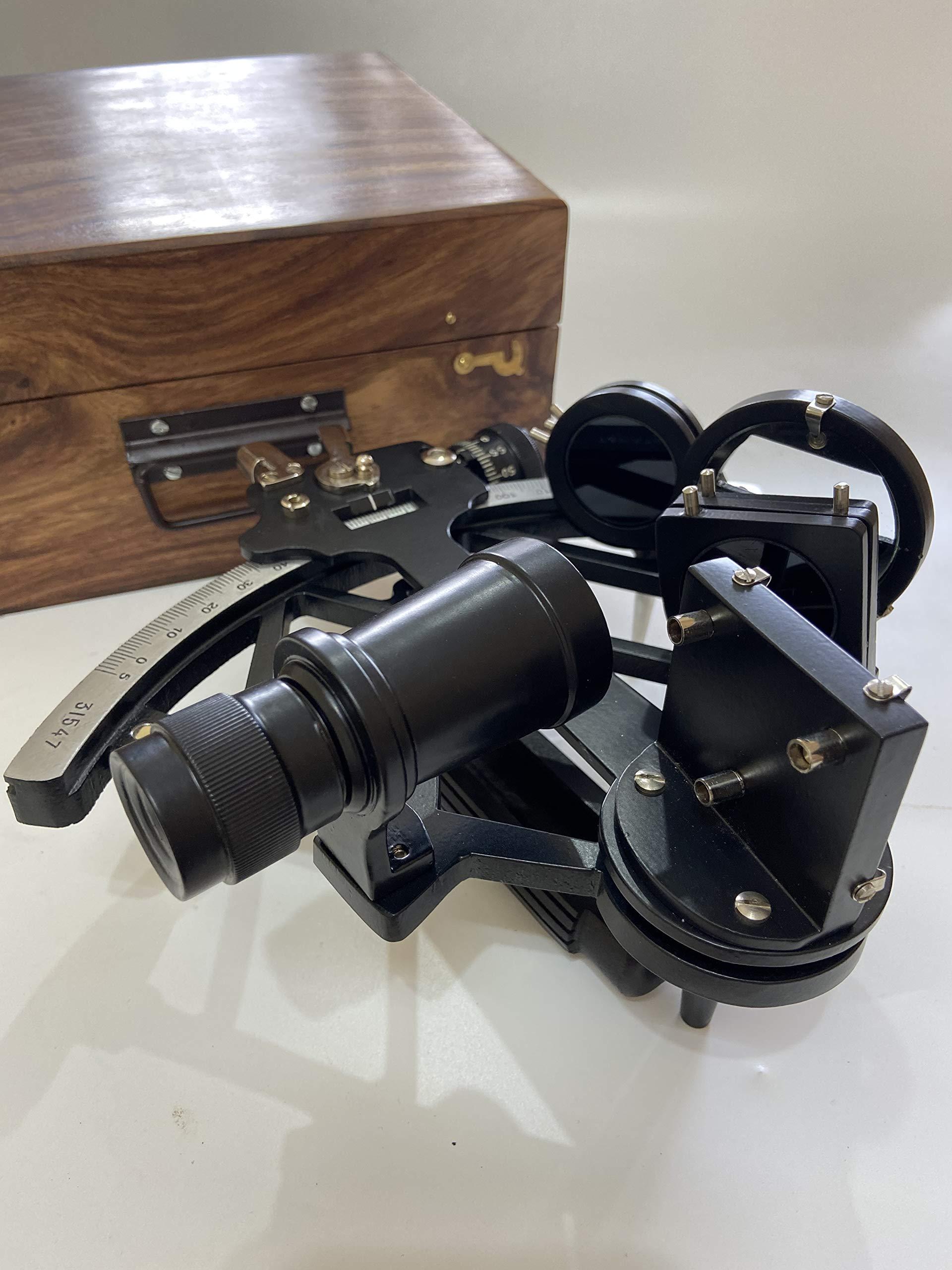 Malla Malla Nautical 9\" Solid Aluminum Working Navigational Tamaya 1917 Sextant with Wooden Box