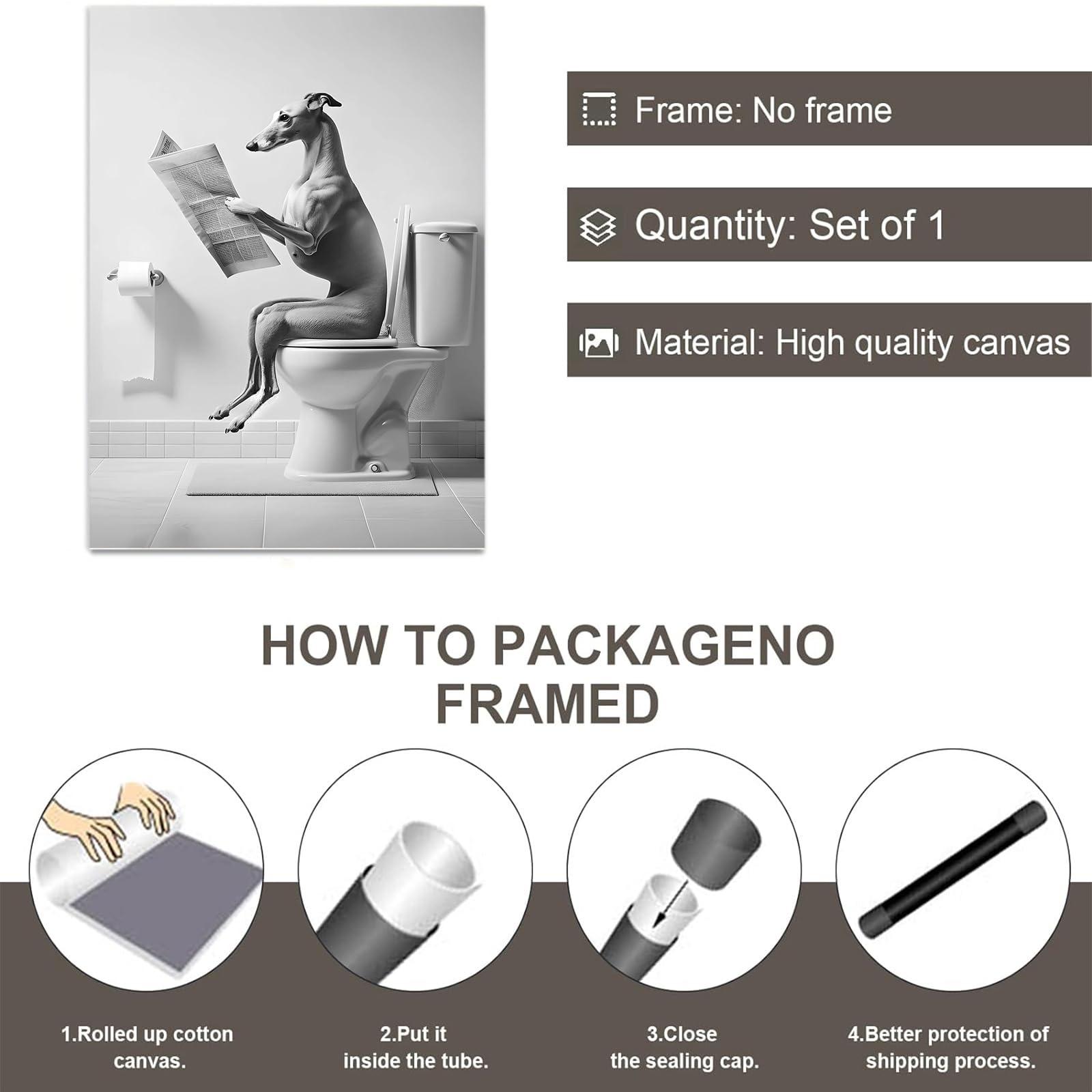 XWNLTEPK XWNLTEPK Greyhound Wall Art Fun Bathroom Decor Greyhound Pet Shop Art Wall Dog Picture Modern Home Decor Canvas Wall Art Poster