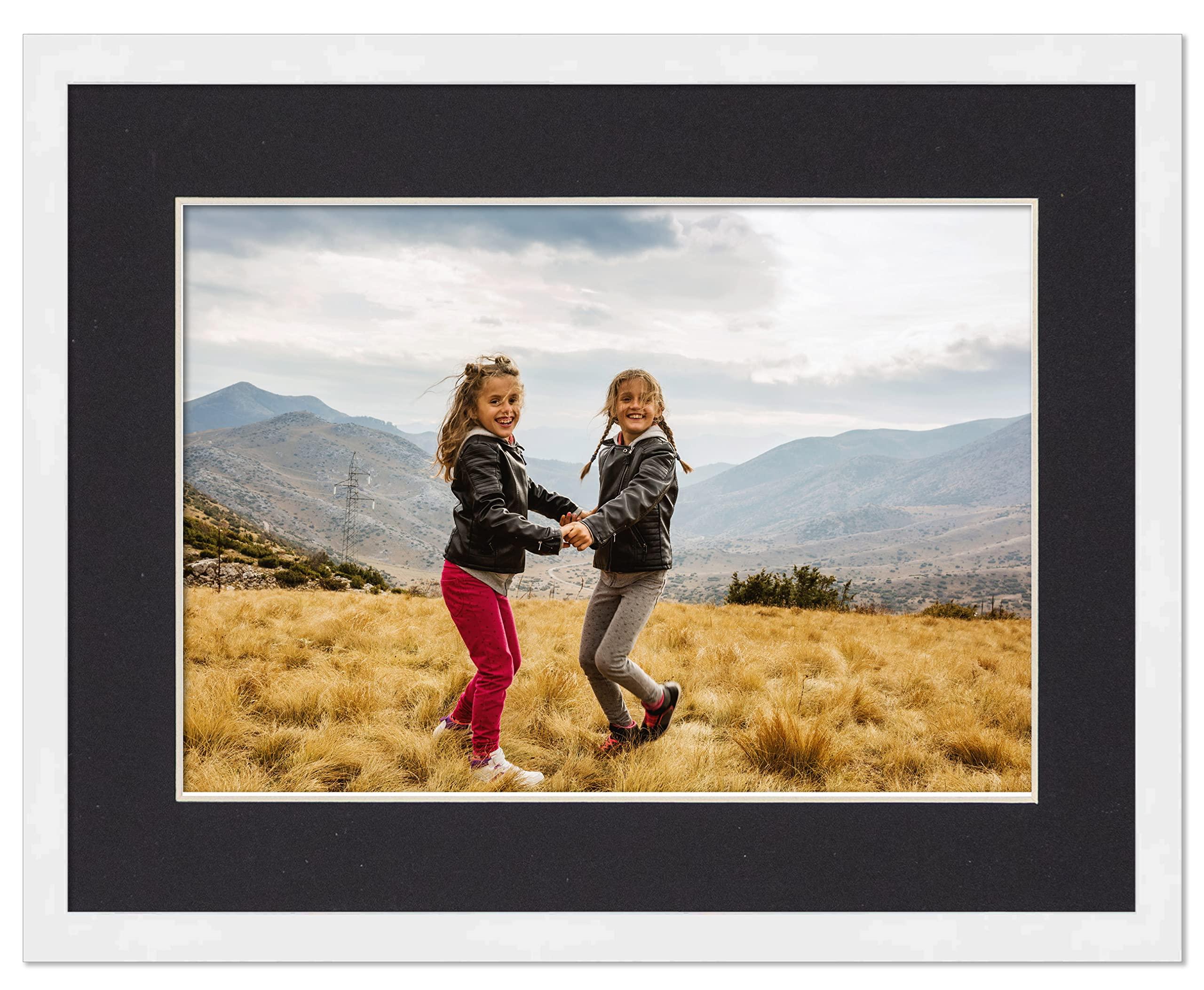 Poster Palooza 18x24 Frame with Mat - White 22x28 Frame Wood Made to Display Print or Poster Measuring 18 x 24 Inches with Black Photo Mat