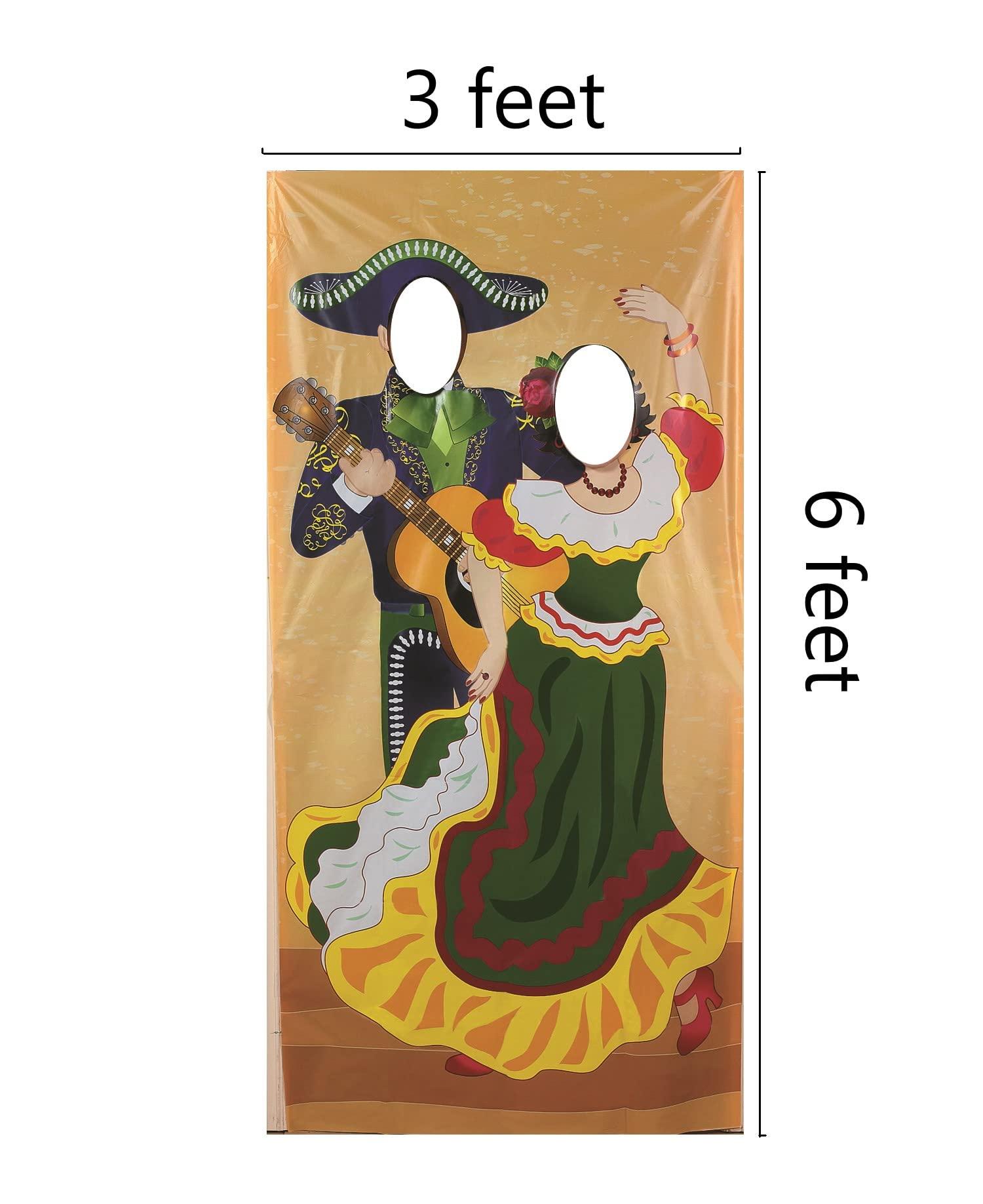 Fun Express Fiesta Couple Photo Booth Door Banner for Cinco de Mayo - 6 feet tall - Party Decor | Fiesta |