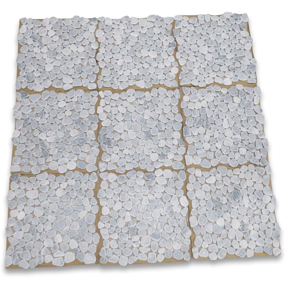 Stone Center Online Stone Center Online Bardiglio Gray Marble Pebble Stone River Rocks Mosaic Tile Tumbled Kitchen Bath Wall Floor Backsplash Shower (1 sheet)