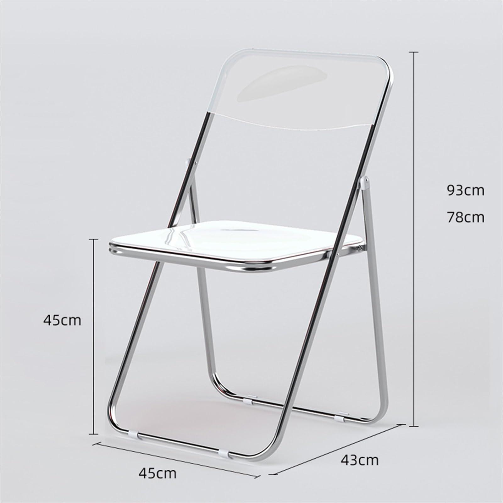 JEKKAH JEKKAH Transparent Acrylic Dining Chair Simple Chair Modern Chair Metal Back Folding Chair Suitable for Office Wedding Party Garden Catering Event(Silver)