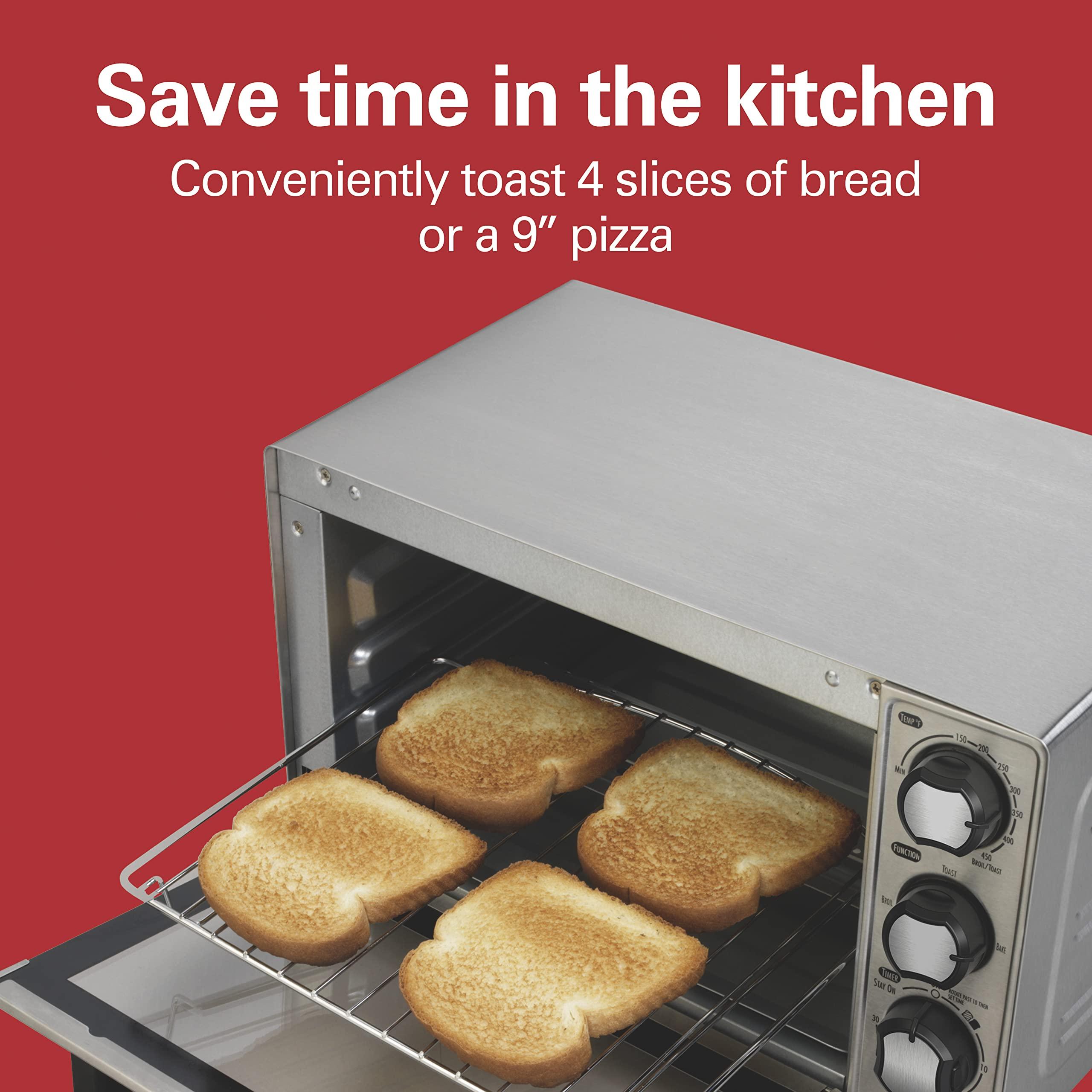 Hamilton Beach Hamilton Beach Countertop Toaster Oven & Pizza Maker Large 4-Slice Capacity, Stainless Steel (31401)