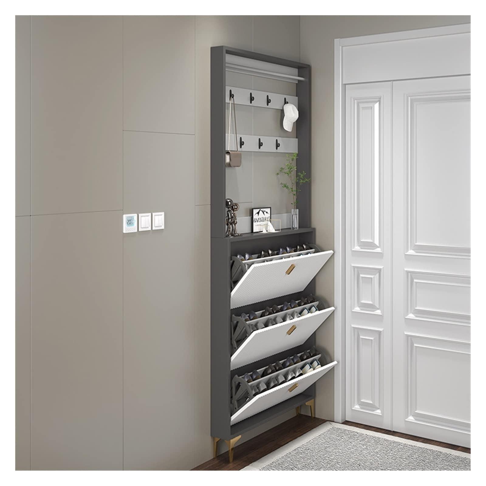 GRFIT GRFIT Shoe Cabinets Shoe Cabinet Ultra-Thin Tipping Bucket Light Luxury Simple Modern Clothes and hat one Cabinet Entry Hall Cabinet for Entryway (Size : 80 * 24 * 210cm)