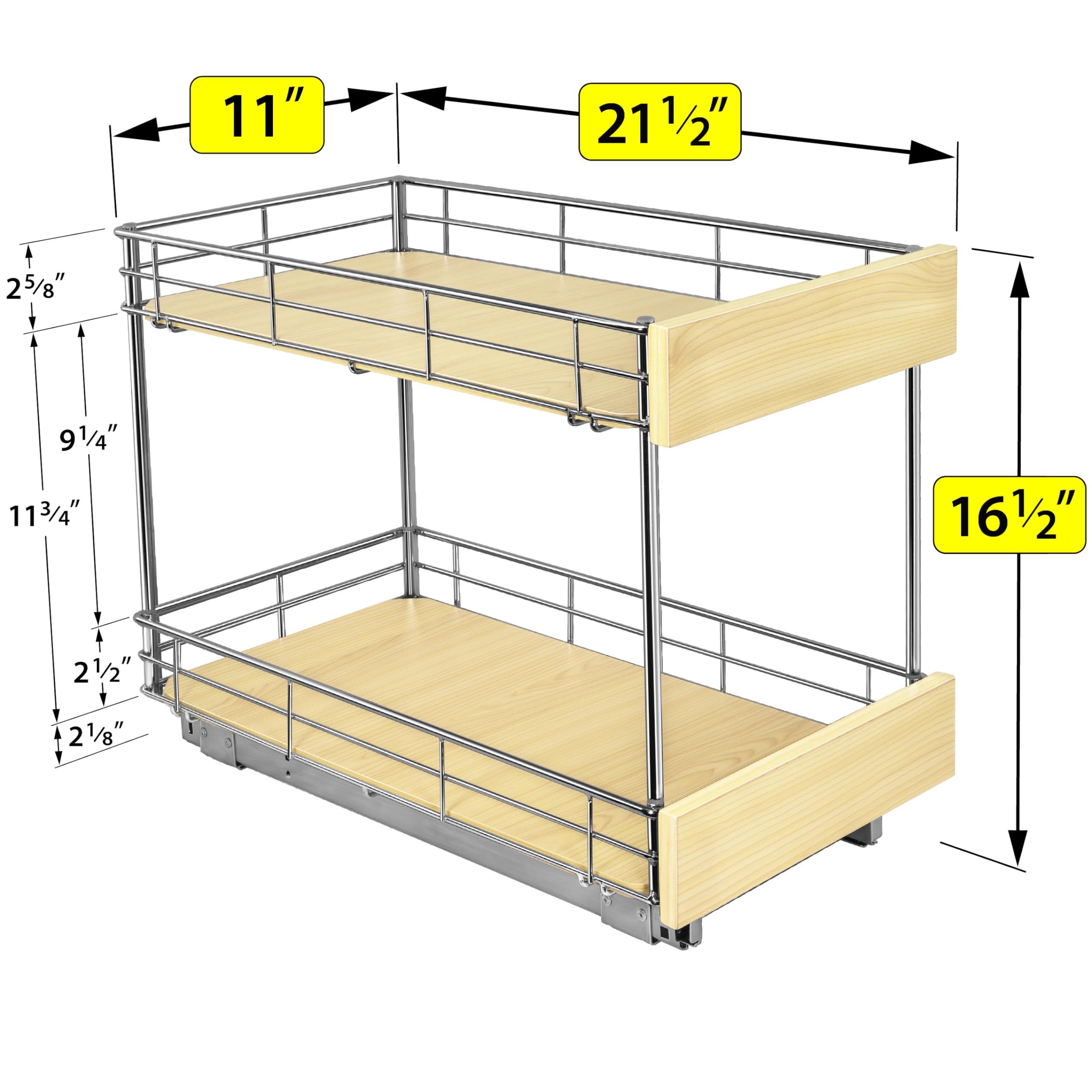 LYNK PROFESSIONAL LYNK PROFESSIONAL SELECT Pull Out Cabinet Organizer - 11\" x 21\" - Slide Out Drawer for Kitchen Cabinets - Sliding Pantry Shelves - Roll Out Shelf for Pots, Pans, Lifetime Ltd Warranty - 2 Tier