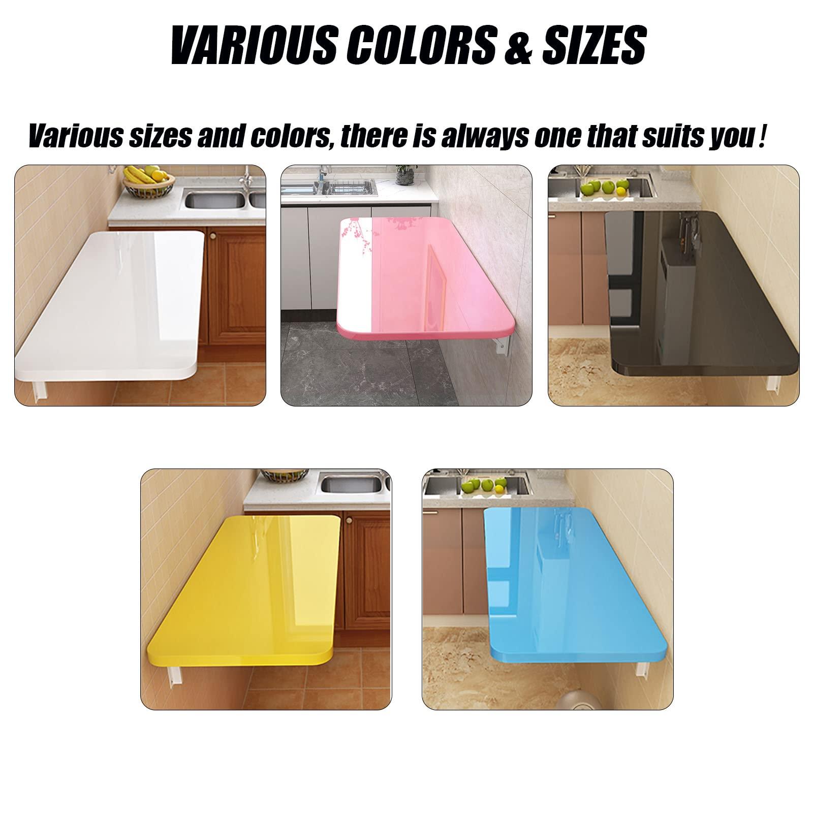 OCAZI OCAZI Wall Mounted Desk Wall Mounted Folding Table Drop Leaf Tables for Small Spaces, Wall Mounted Table Fold Down Floating Desk for Laundry Room/Study/Bedroom 50x50cm/20x20in red