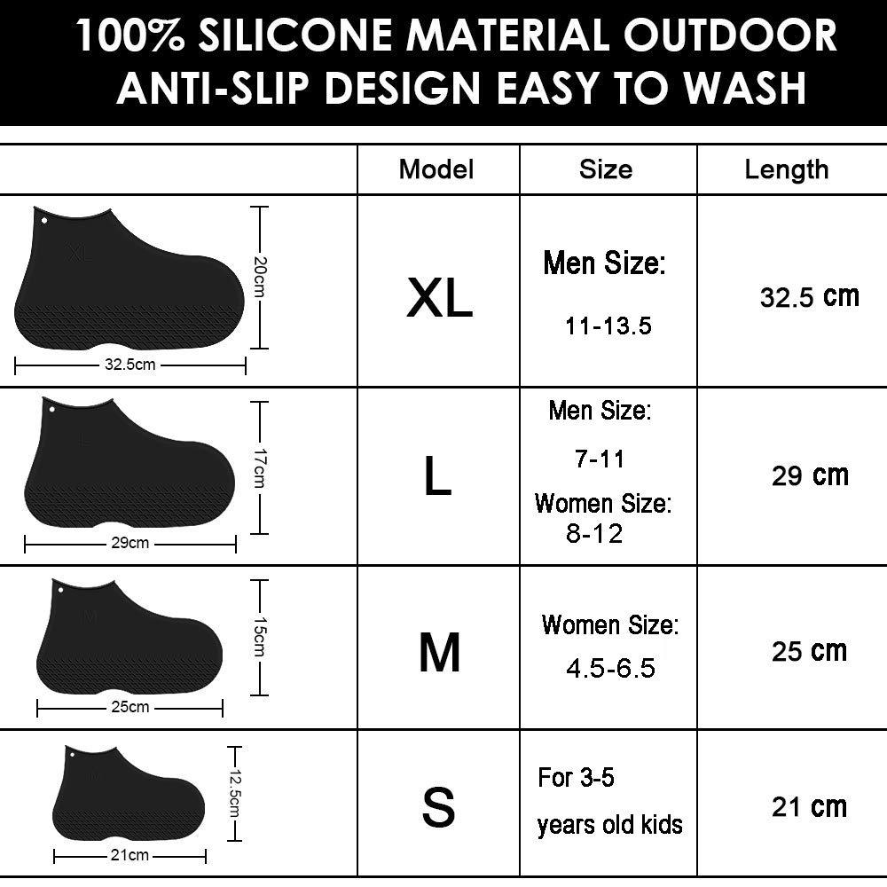 LEGELITE LEGELITE Reusable Silicone Waterproof Shoe Covers, No-Slip Silicone Rubber Shoe Protectors for Kids,Men and Women