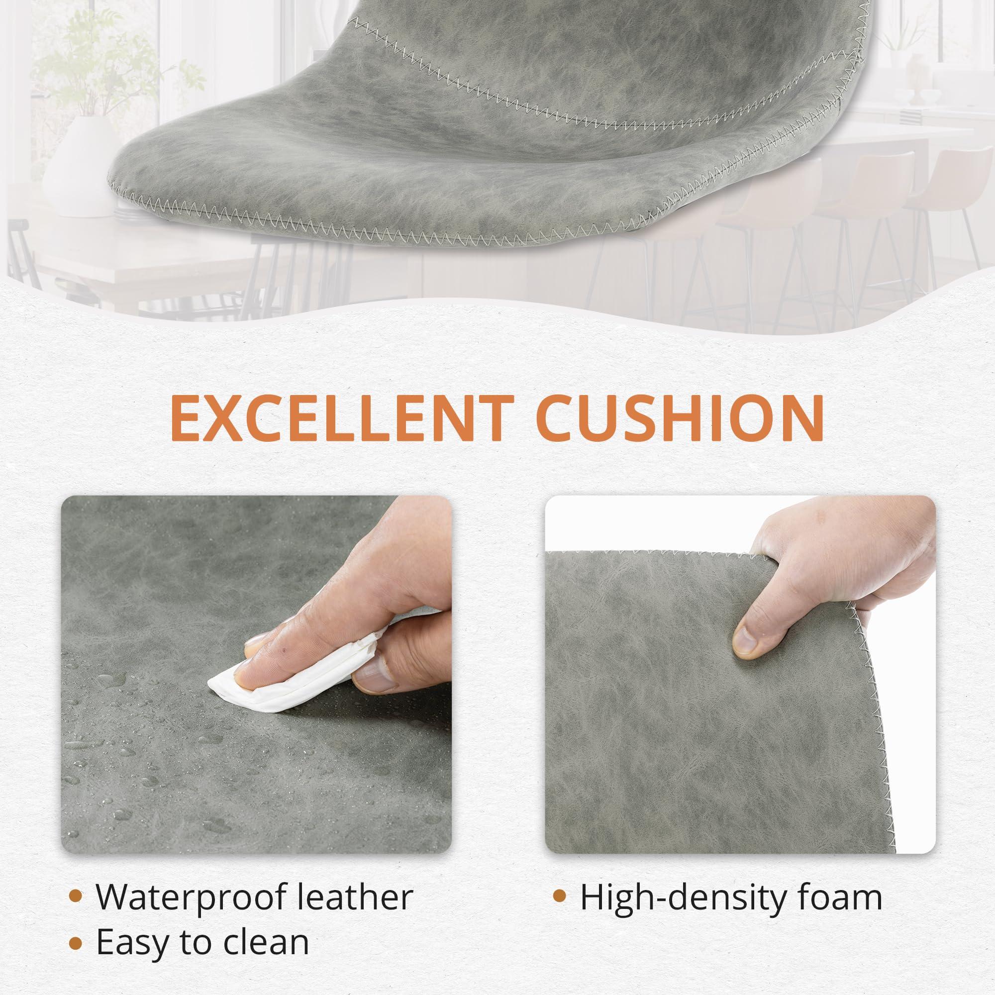 LUE BONA LUE BONA 24" ALX Faux Leather Barstools Set of 2, Bar Stools, Modern Counter Height Stools with Back and Metal Legs, Armless Counter Chairs, Grey