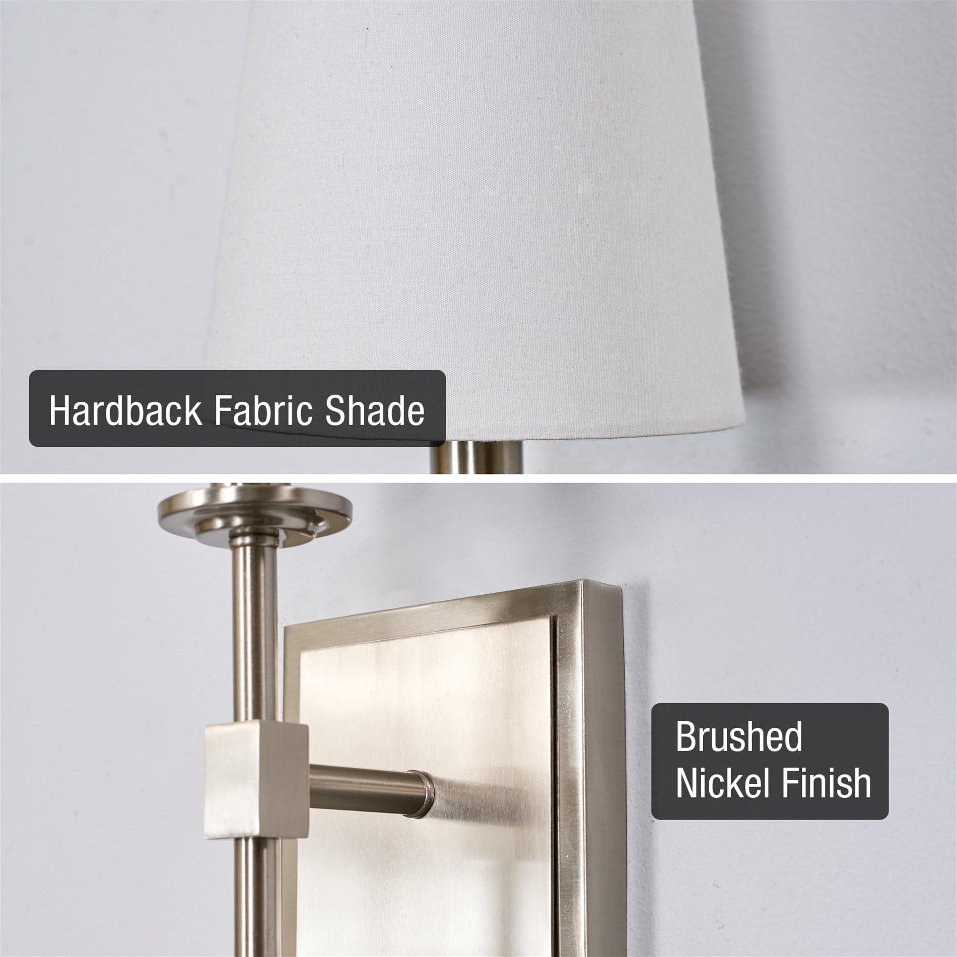 Kira Home Kira Home Torche 20" Wall Sconce/Wall Light + Linen Shade, Brushed Nickel Finish