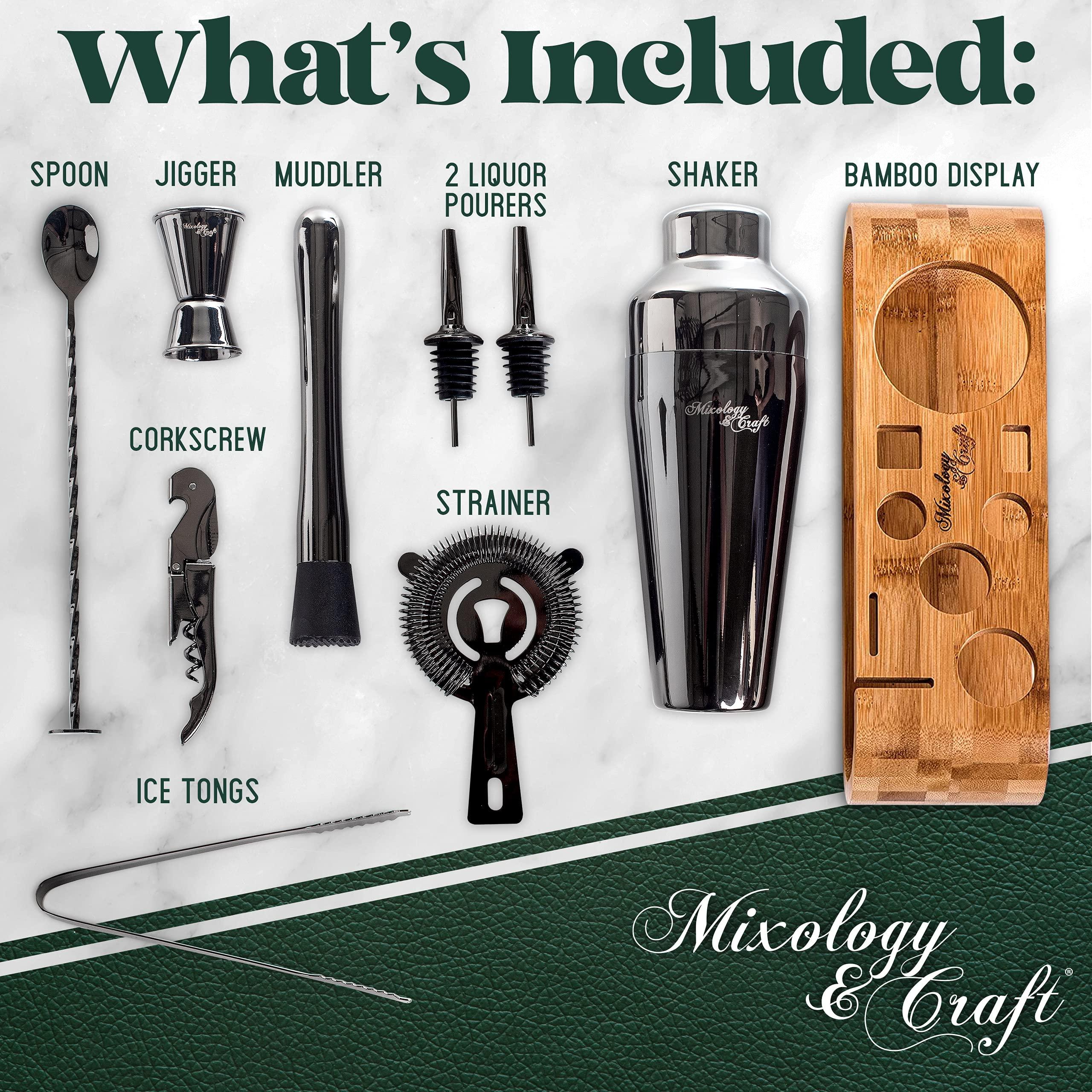 Mixology & Craft Mixology & Craft Bartender Kit: 10-Piece Bar Tool Set with Bamboo Stand | Perfect Home Bartending Kit and Martini Cocktail Shaker Set Great Drink Mixing Experience | Fun Housewarming Gift (Gun-Metal)
