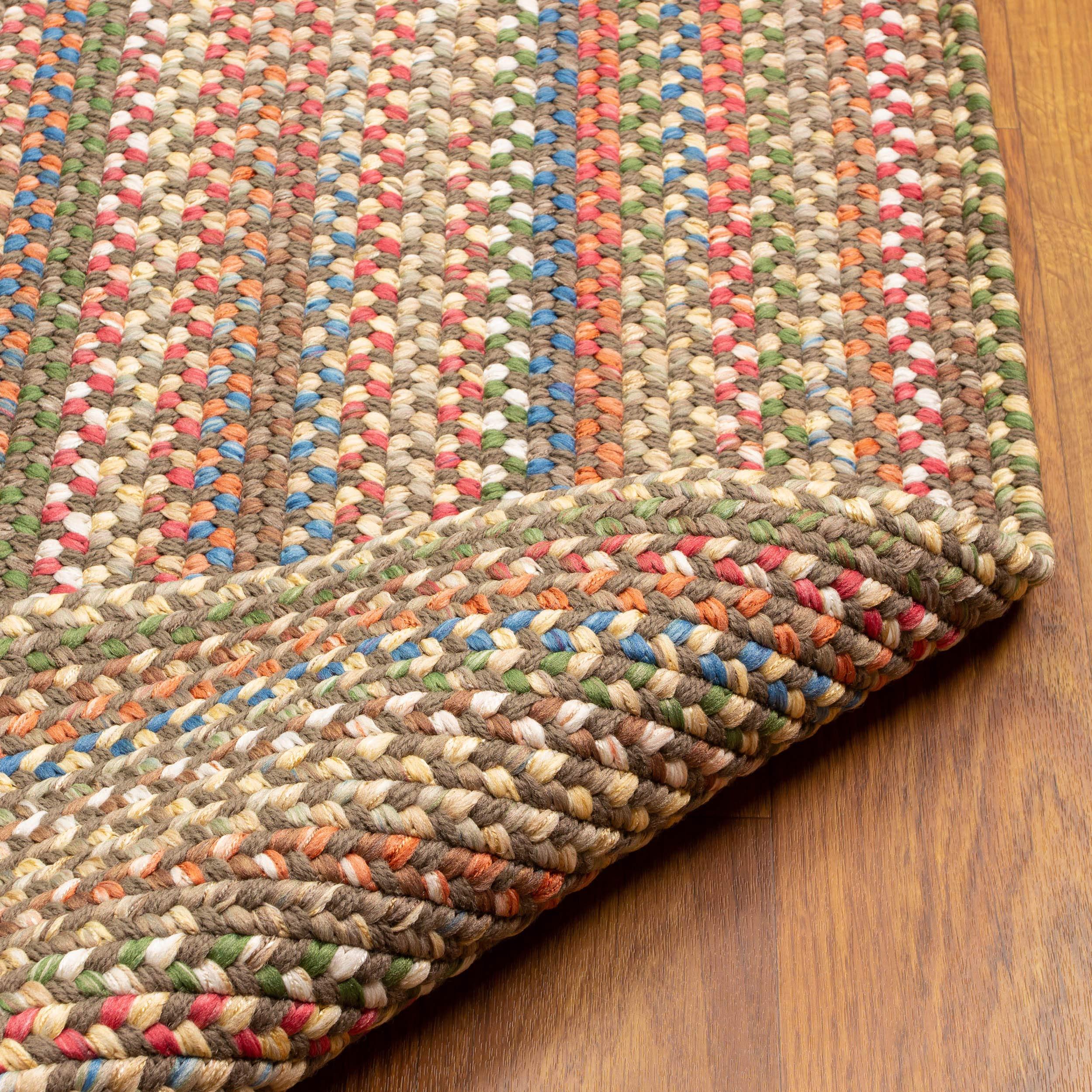 Super Area Rugs Super Area Rugs Roxbury American Made Braided Rug for Indoor Outdoor Spaces, Dk. Taupe/Natural Multi, 3' X 5' Oval