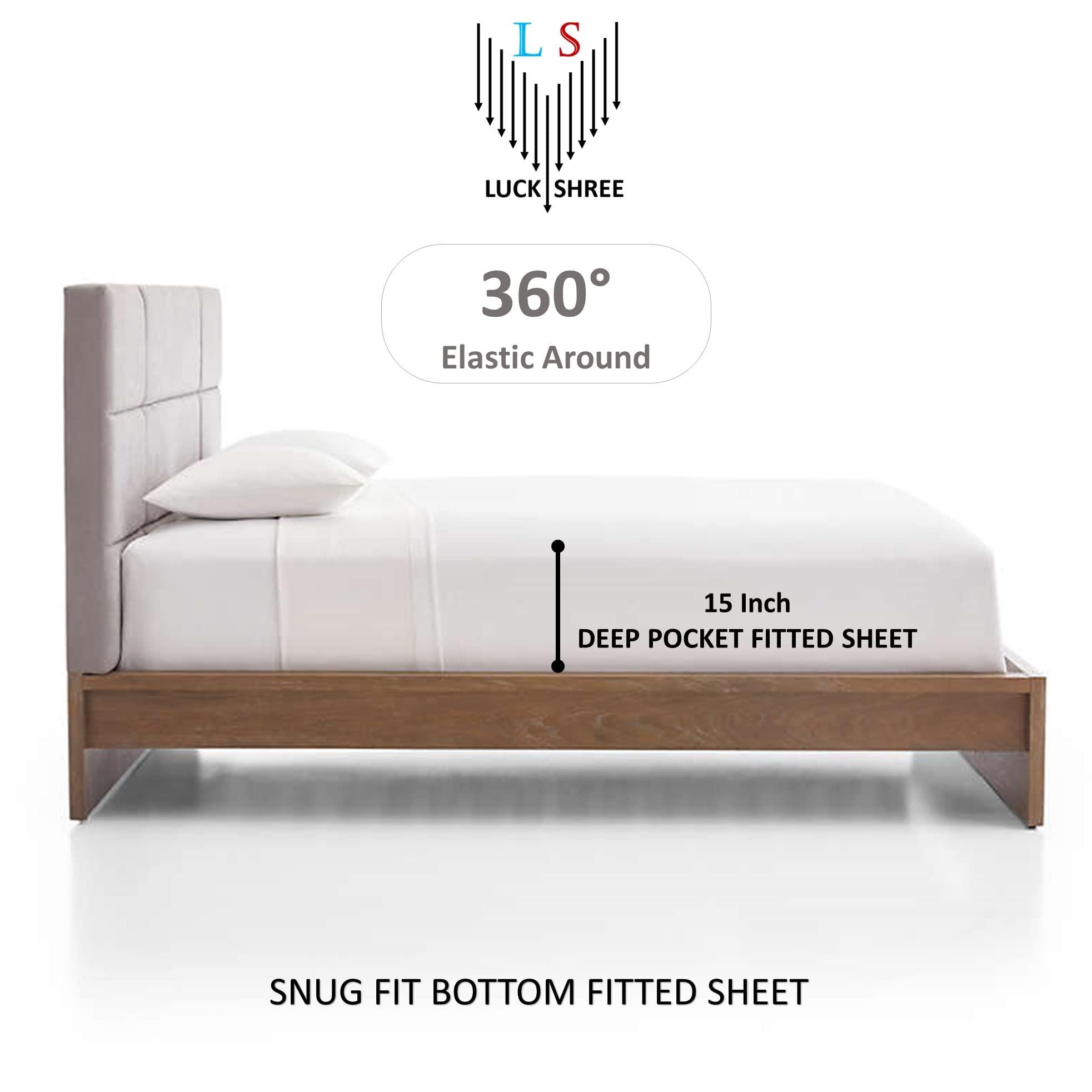 LuckShree LuckShree RV Sheets Striped Pattern RV Camper King 72\" X 80\" 4-PC Sheet Set 600 Thread-Count 100% Soft Luxury Egyptian Cotton Made for RV Camper Boat Motorhomes, 15-Inch Deep Pockets - Taupe Stripe