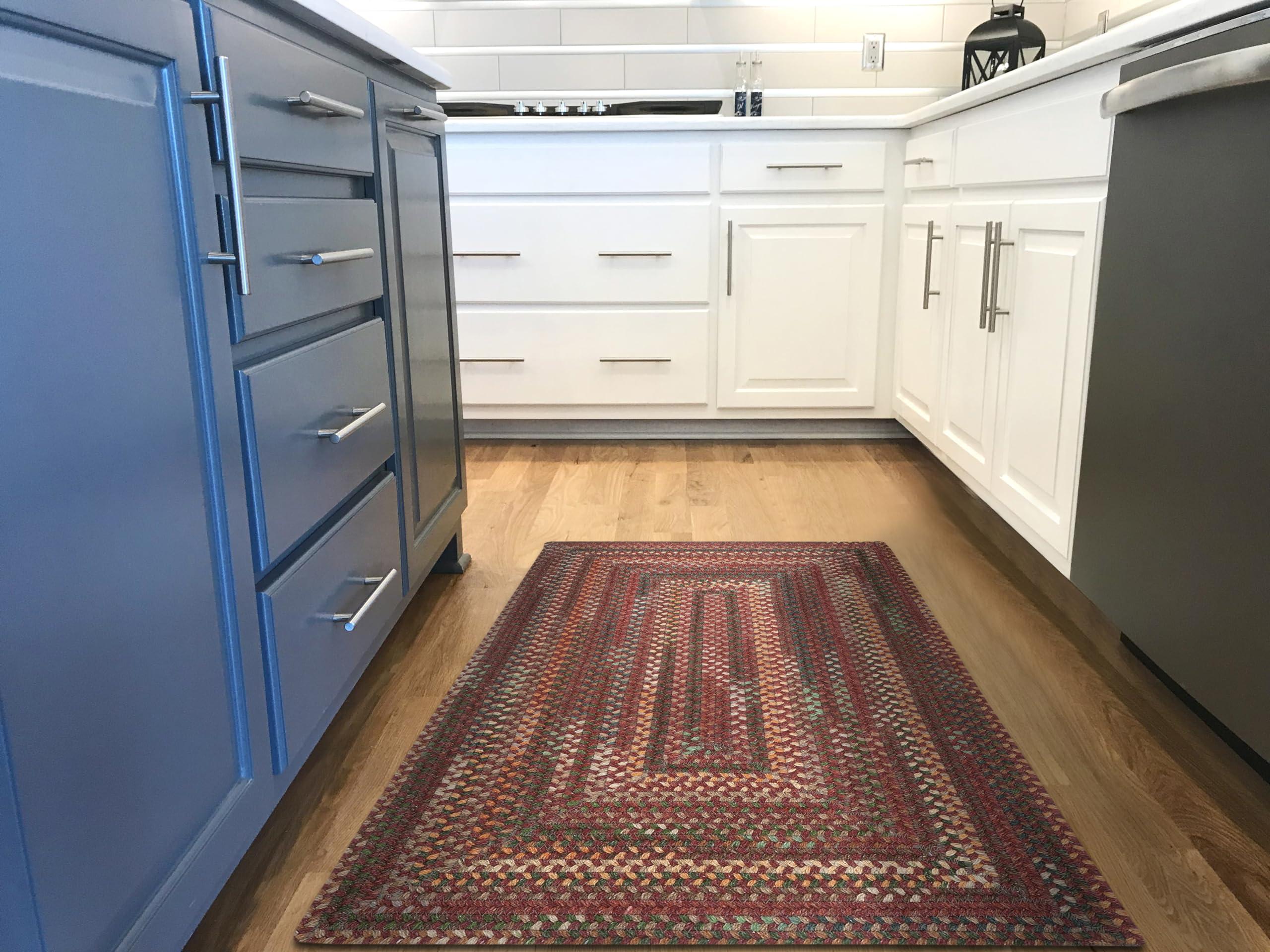 Capel Capel American Heritage Red 2\' 0\" X 6\' 0\" Runner Concentric Rectangle Braided Rug