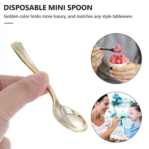 Cabilock Cabilock 80Pcs Plastic Spoons Heavy Duty Clear Plastic Tasting Spoons Gold Disposable Spoons Great for Dessert Sampling Appetizers Honey