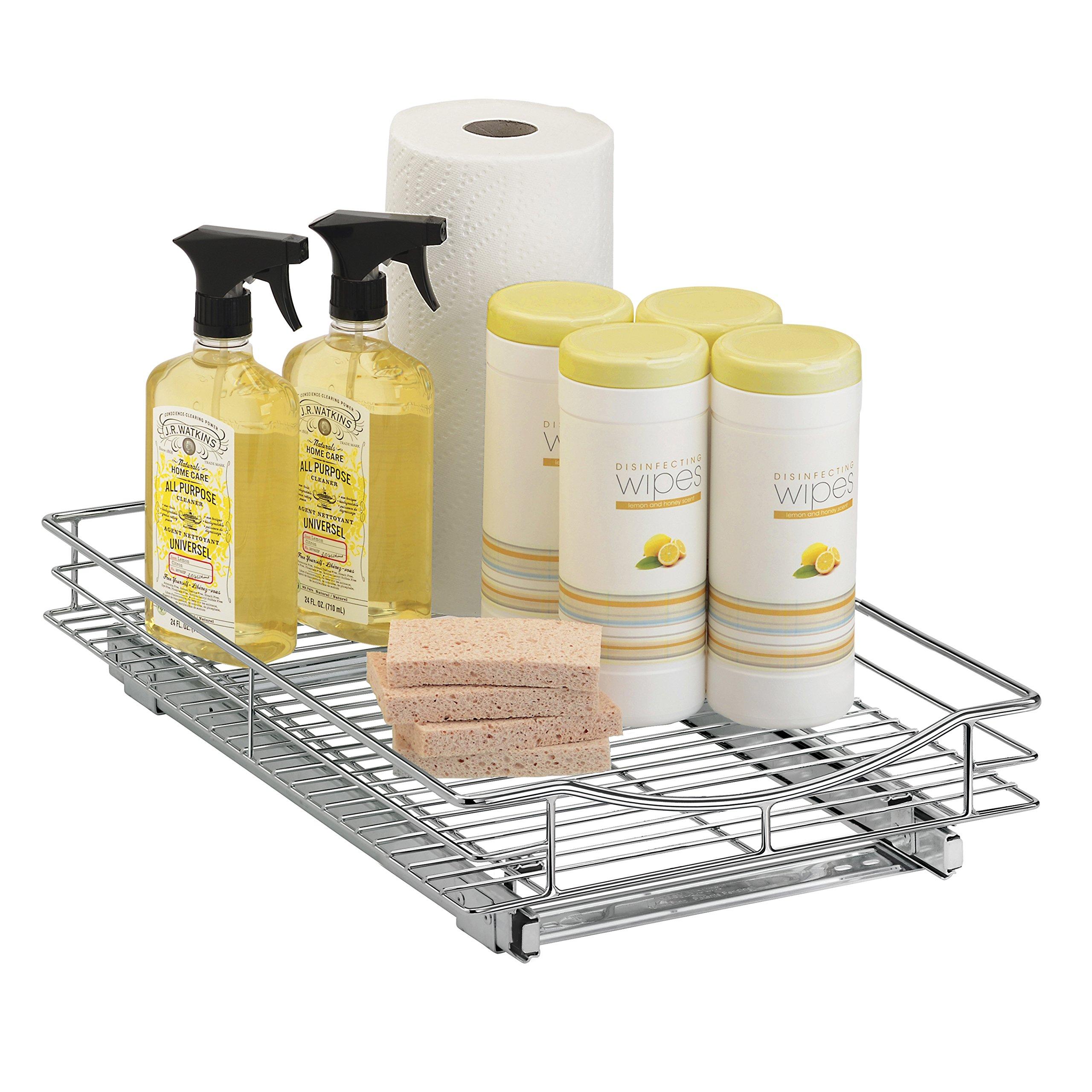 LYNK PROFESSIONAL LYNK PROFESSIONAL Pull Out Cabinet Organizer, 14\" x 18\" Slide Out Drawers for Kitchen Cabinets - Sliding Pull-Out Pantry Shelves Home Shelf Organizers - Lifetime Ltd. Warranty, Wood Chrome