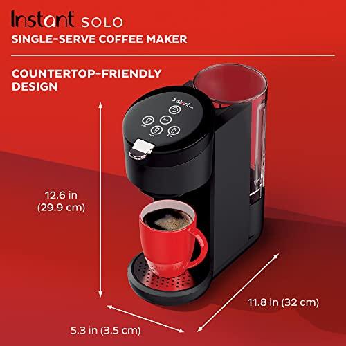 Instant Instant Solo Single Serve Coffee Maker, From the Makers of Pot, K-Cup Pod Compatible Brewer, Includes Reusable & Bold Setting, Brew 8 to 12oz., 40oz. Water Reservoir, Black
