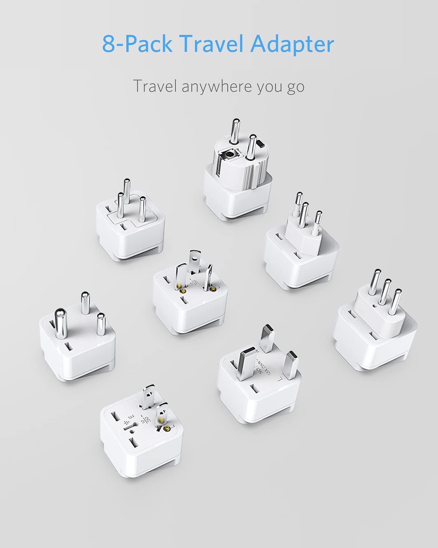 BESTEK BESTEK Worldwide Travel Plug Adapter Set, Grounded Universal Power Plug Adapter for USA to US, EU, AU, UK, GE, HK and More- 8 Packs