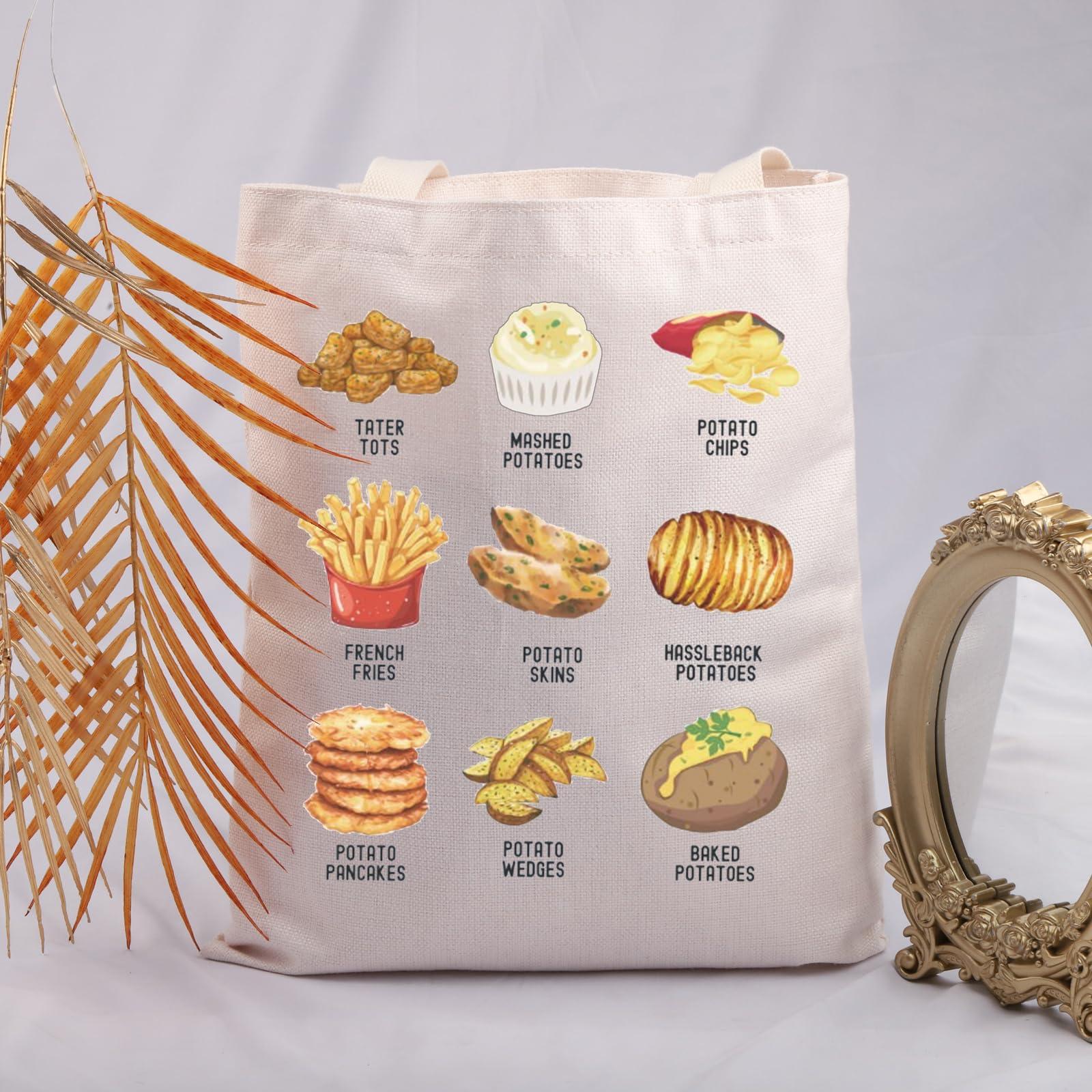 JNIAP JNIAP Potato Lovers Gift French Fry Tote Bag Potato Classification Gift For Her (Fry Potato Tote Bag)
