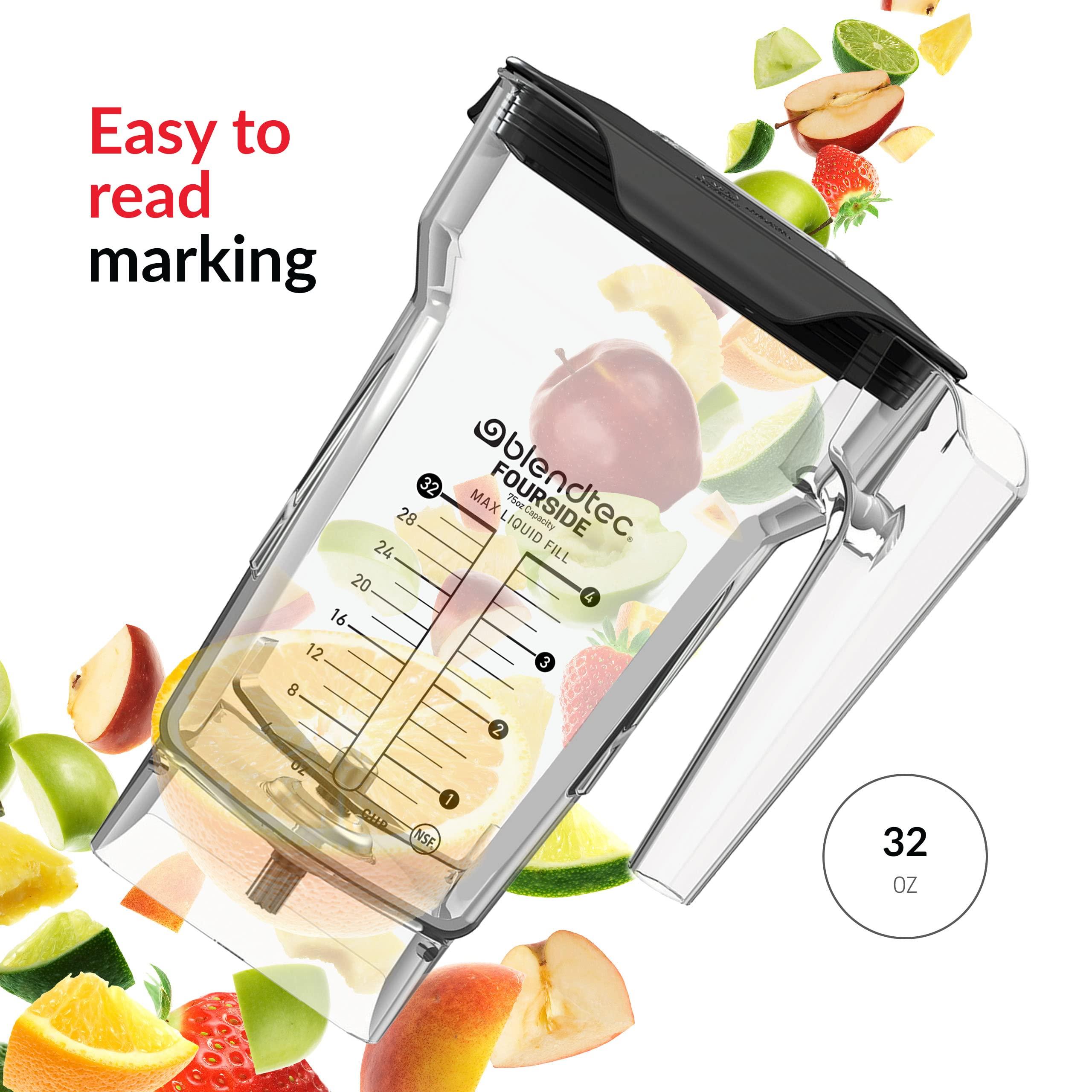 Blendtec Blendtec 75 oz FourSide Commercial Jar - Four-Sided Replacement Blender Jar - Compatible with Most Blendtec Blenders - 32 oz Blending Capacity - Clear