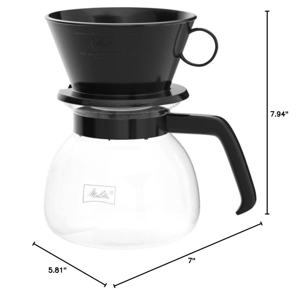 Melitta Melitta Pour-Over Coffee Brewer W/ Glass Carafe, Holds 6 - 6 Oz Cups, Black