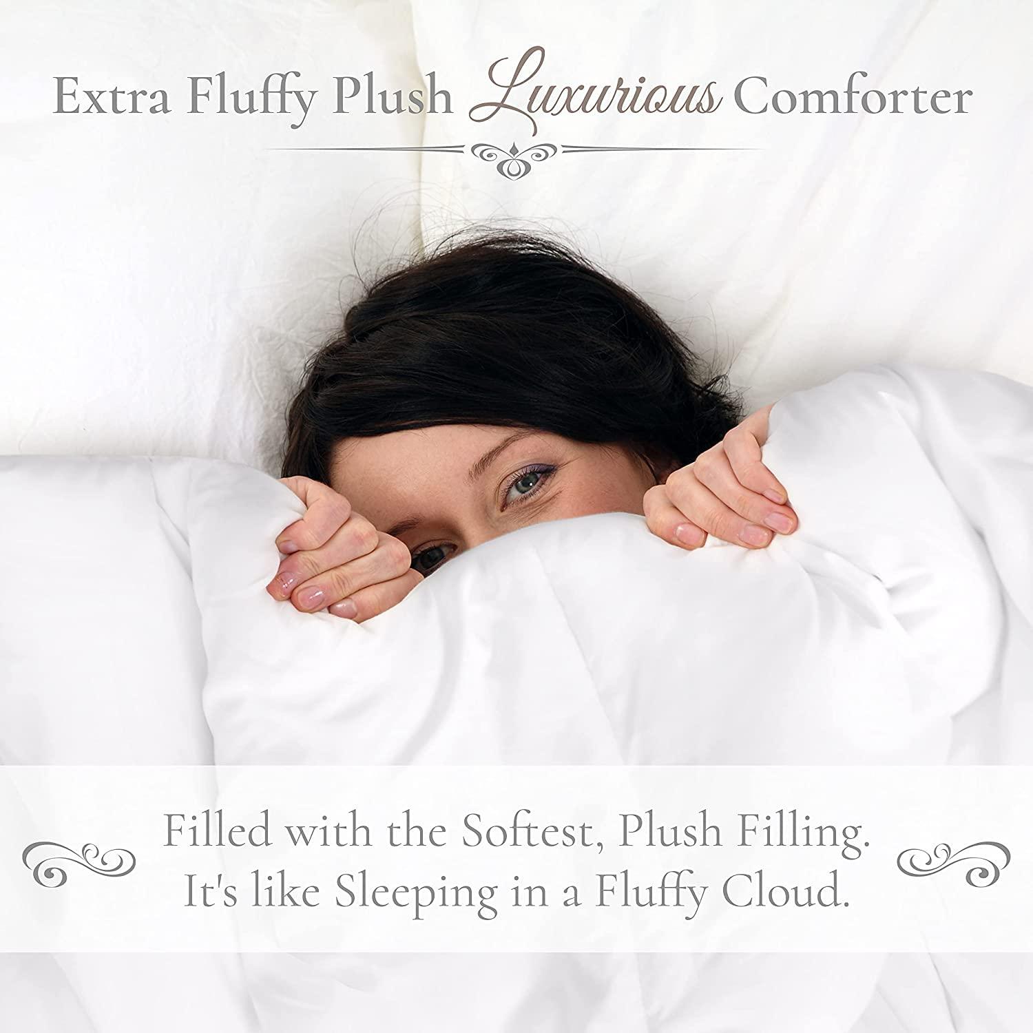 Lavish Comforts Down Alternative Comforter King Size - Fluffy Duvet Insert - Premium Plush All Season - Luxury Breathable Hotel Cooling Comforter - King, White, 104x86 inches - Comes Compressed Packaging