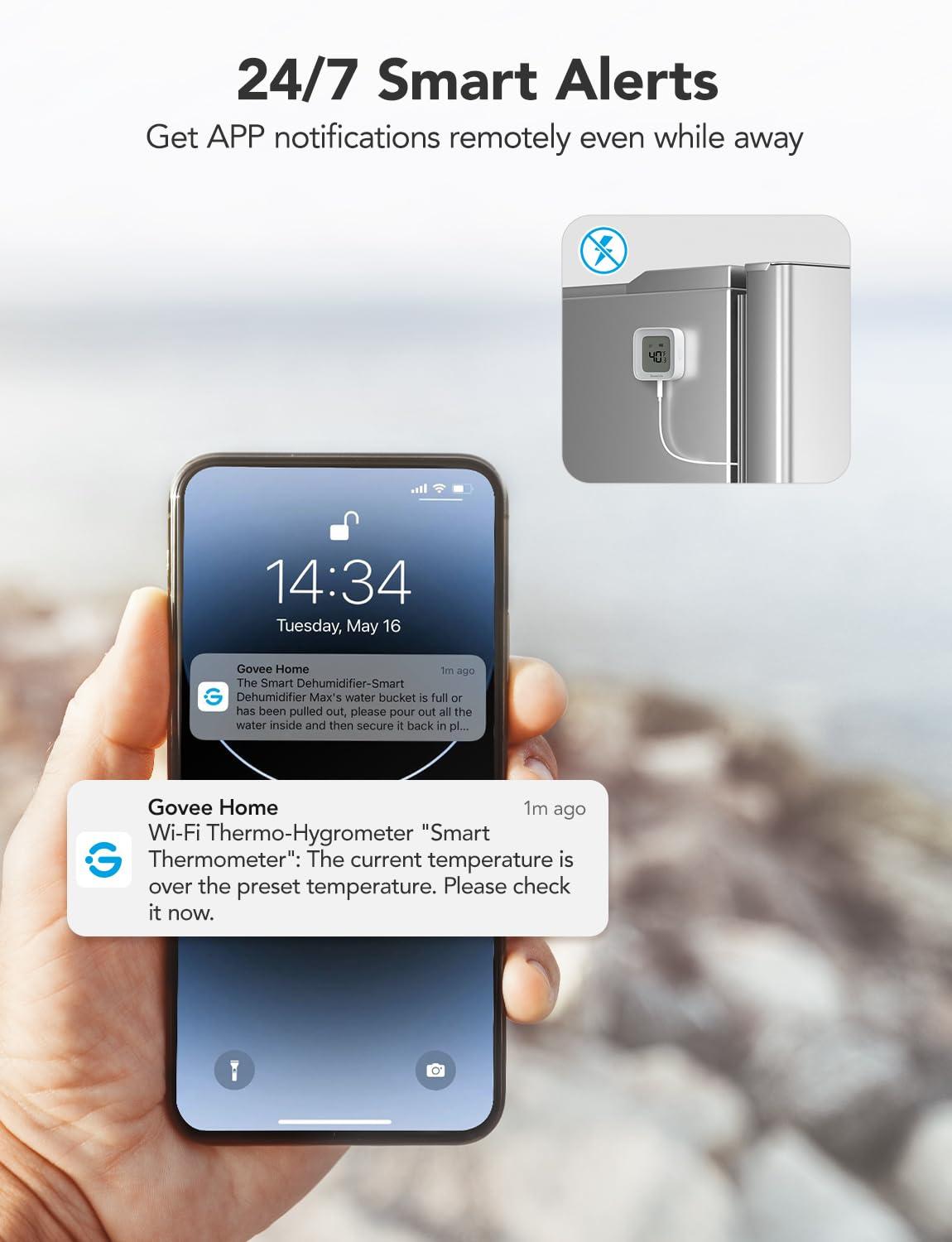 GoveeLife GoveeLife WiFi Freezer Thermometer Bundle with Wireless Mini Smart 6 Button Sensor