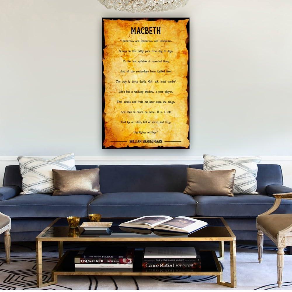 Peastrog Peastrog Macbeth Poem Wall Art Quotes Poster Landscape Painting Canvas Set Modern Home Decorations for Bedroom Picture for Hallway Vertical Artwork (16.00\'\'x24.00\'\',Framed)