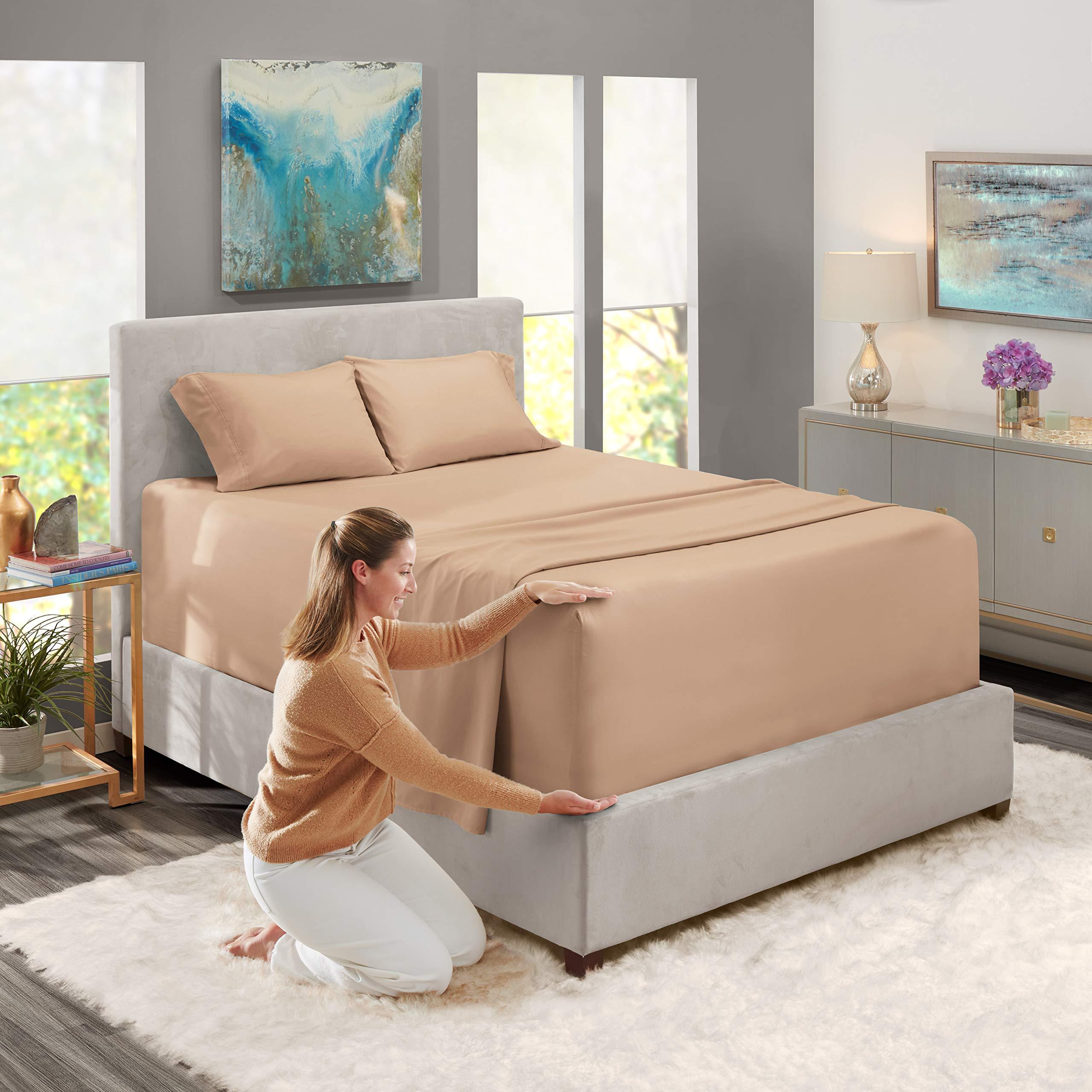 Versatile Bedding Cal King Size Sheet Set - 4 Piece Set - Hotel Luxury Bed Sheets - Soft 100% Cotton 800 Thread Count - 18\" Deep Pockets - Breathable & Cooling Wrinkle Free - Taupe Bed Sheets - Cal King Sheets - 4 PC