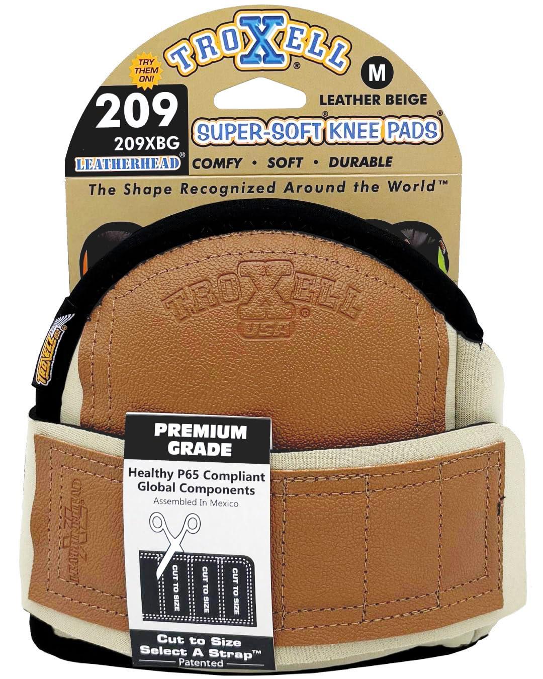 TROXELL USA TROXELL USA - SuperSoft Beige Leatherhead Kneepads (Medium/Bagged in Pairs)