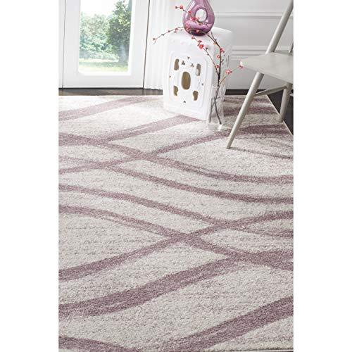 Safavieh SAFAVIEH Adirondack Collection 6\' Square Cream / Purple ADR125L Modern Wave Distressed Non-Shedding Living Room Bedroom Dining Home Office Area Rug